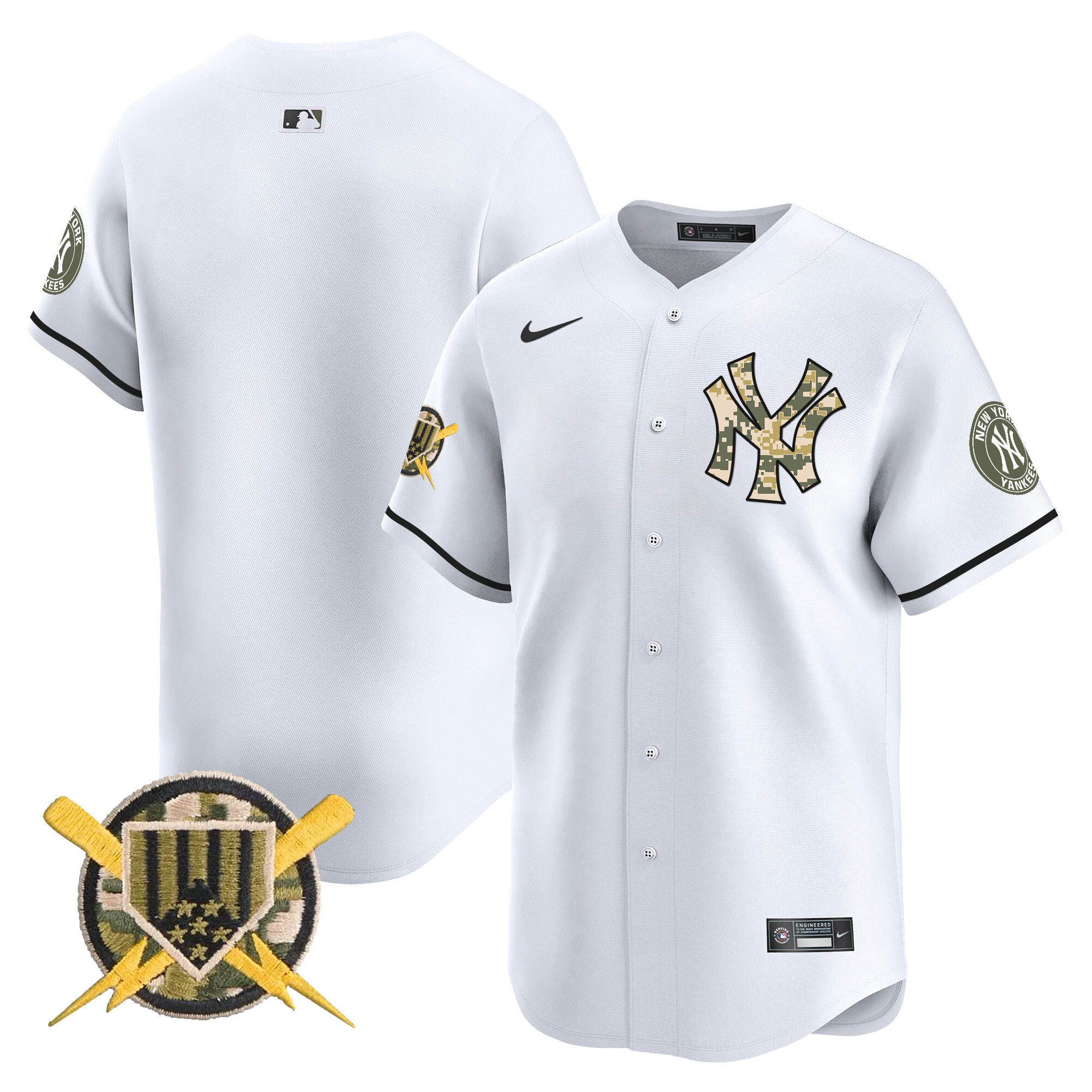 Men's New York Yankees Armed Forces Day Vapor Premier Limited White Jersey - All Stitched