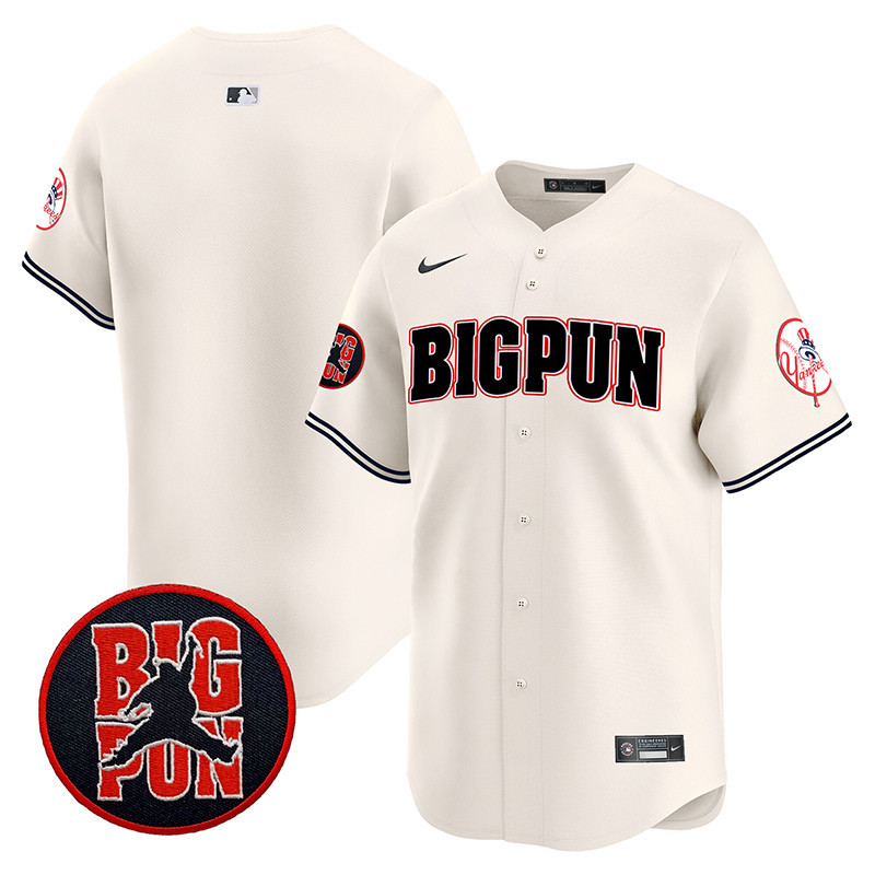 Men's New York Yankees Big Pun Vapor Premier Limited Cream Jersey V2 - All Stitched