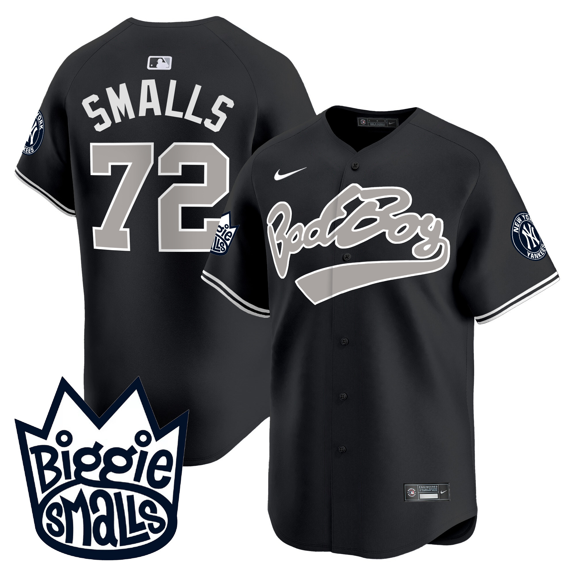 Men's New York Yankees Biggie Smalls Vapor Premier Limited Black #72 Smalls  Jersey - All Stitched