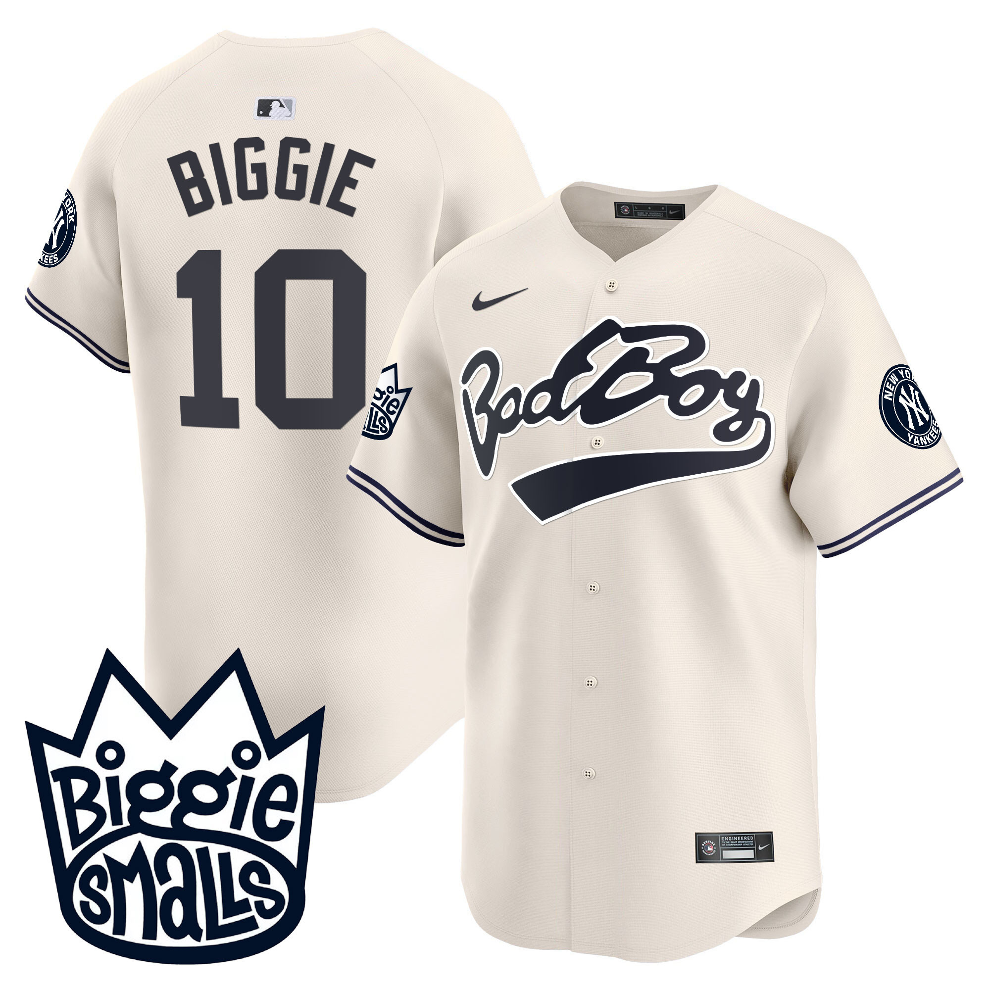 Men's New York Yankees Biggie Smalls Vapor Premier Limited Cream #10 Biggie  Jersey - All Stitched
