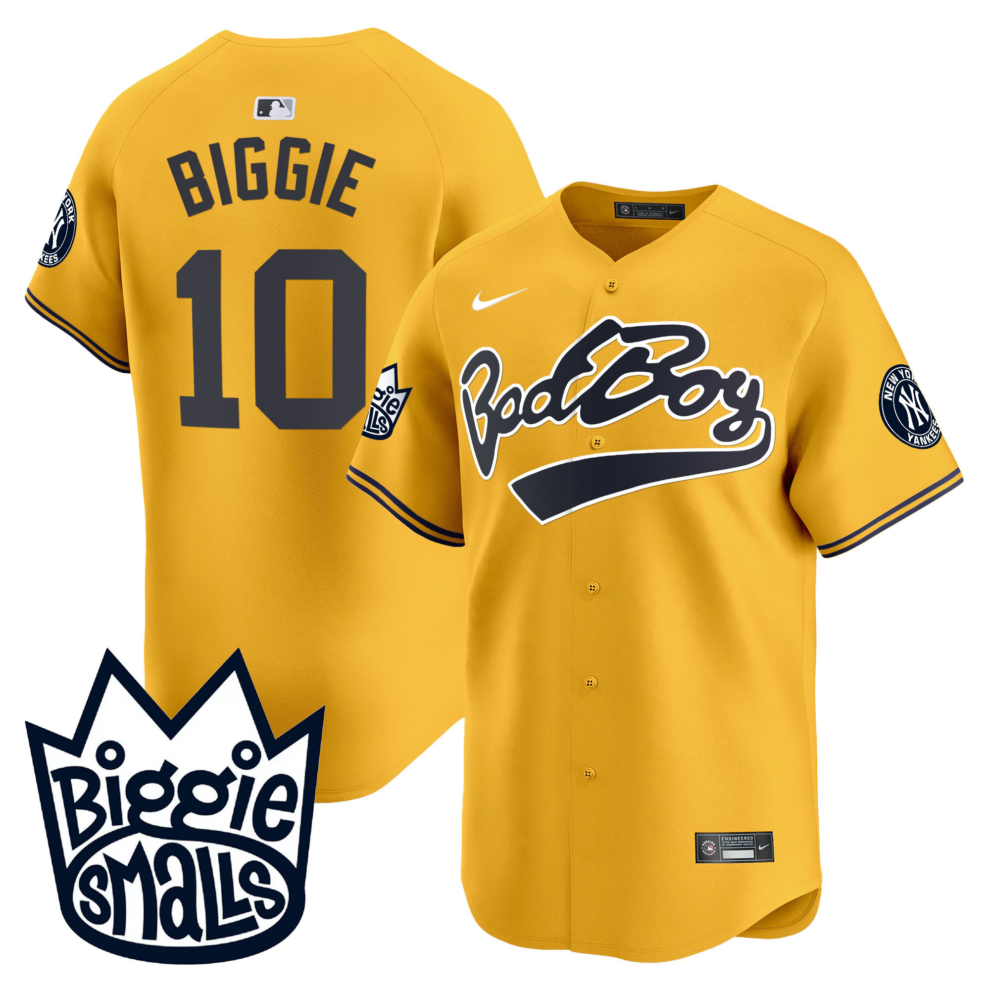 Men's New York Yankees Biggie Smalls Vapor Premier Limited Gold #10 Biggie  Jersey - All Stitched