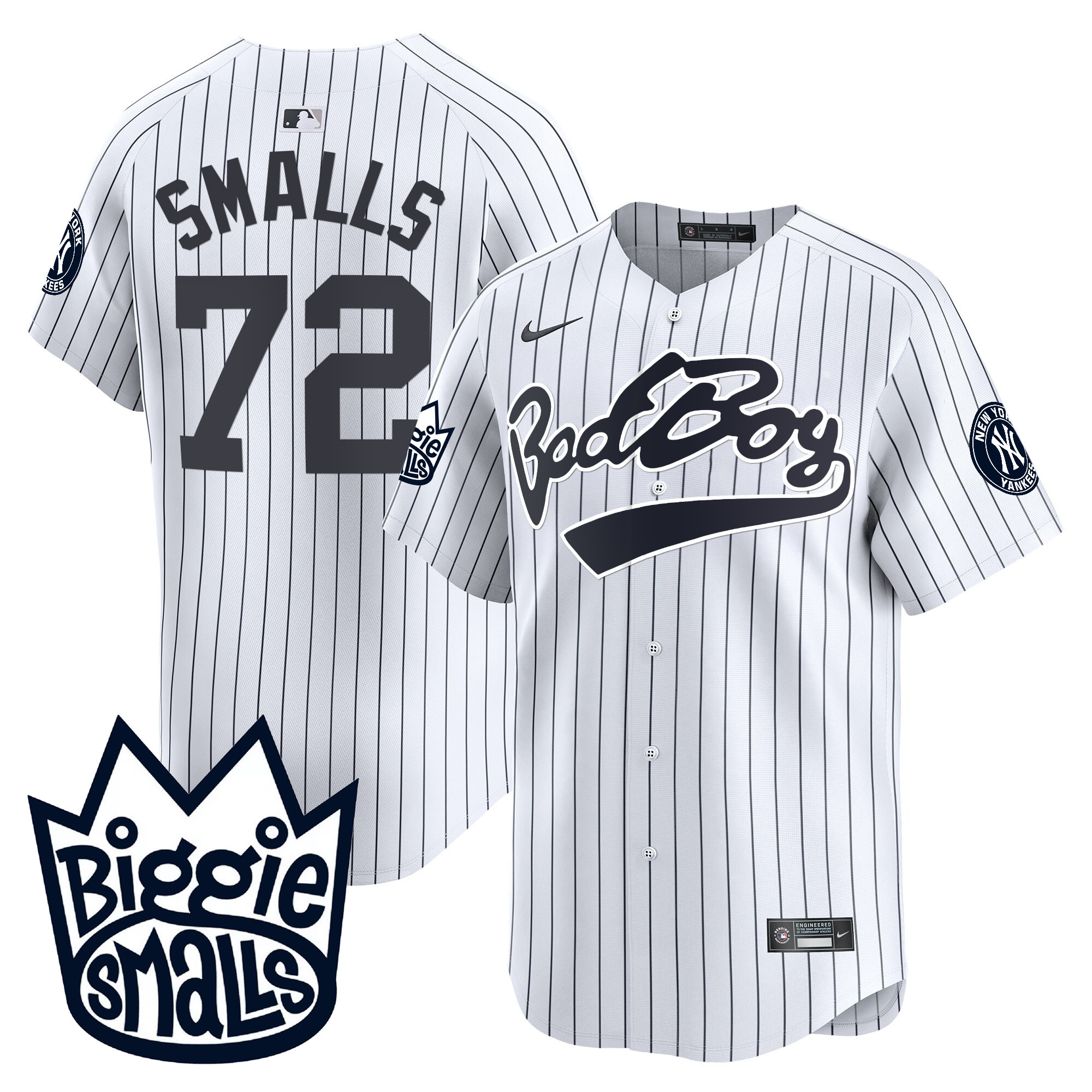 Men's New York Yankees Biggie Smalls Vapor Premier Limited White #72 Smalls  Jersey - All Stitched