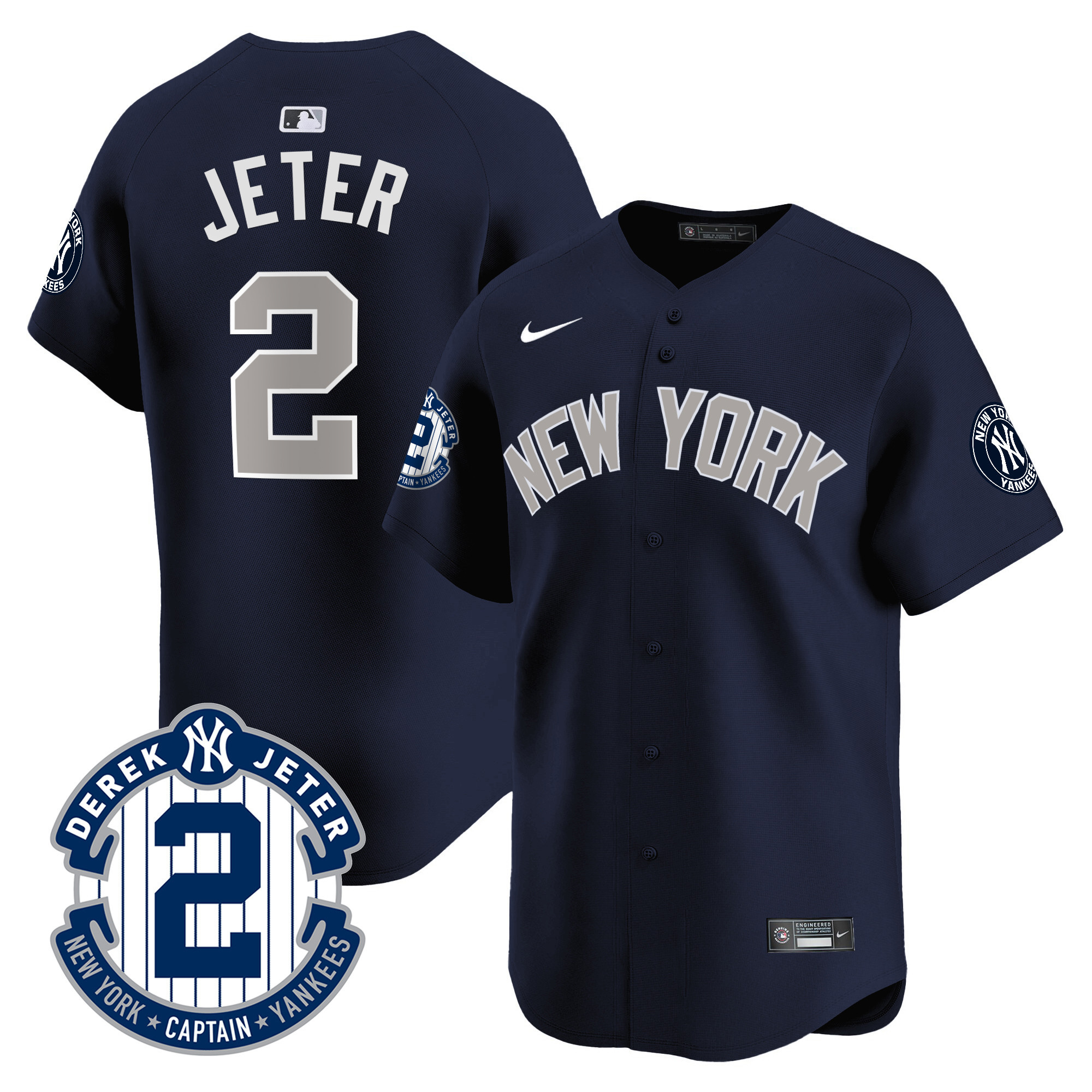 Men's New York Yankees Derek Jeter Patch Vapor Premier Limited Alternate Jersey - All Stitched