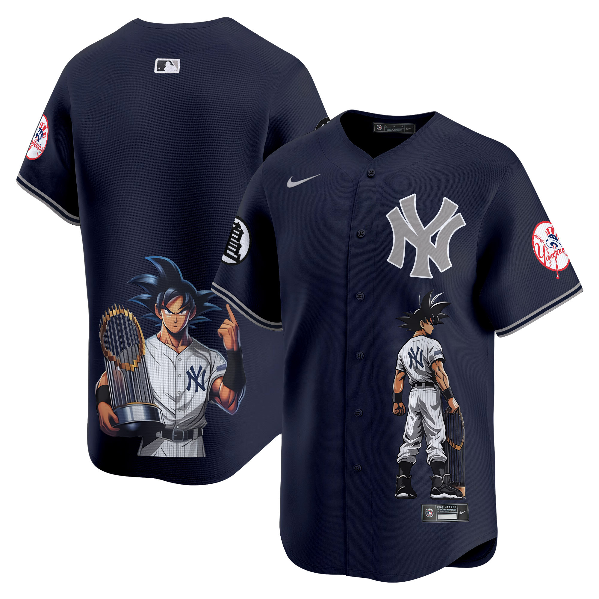 Men's New York Yankees Dragon Ball Son Goku Vapor Premier Limited Alternate Jersey - Printed