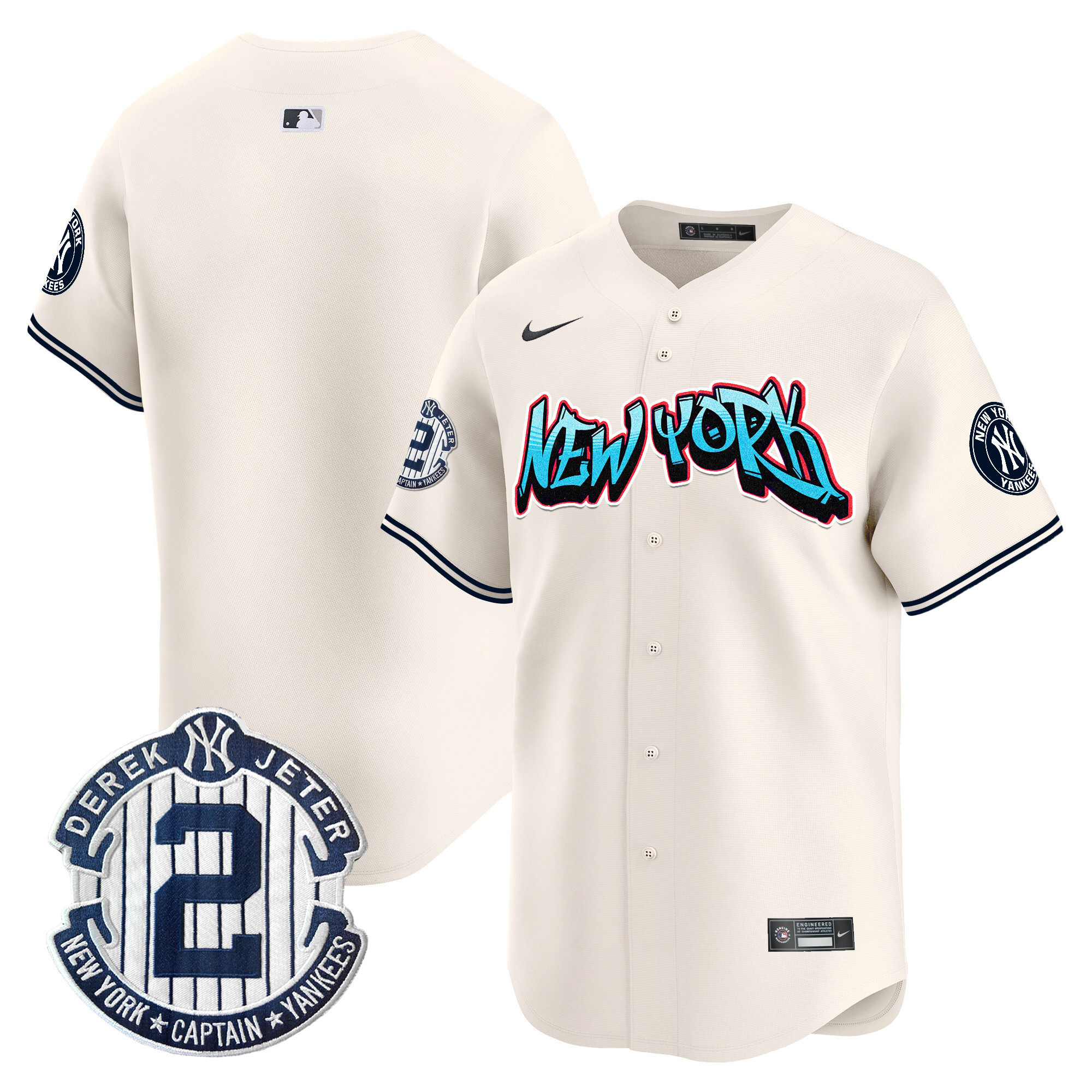 Men's New York Yankees Graffiti Vapor Premier Limited Cream Jersey - All Stitched