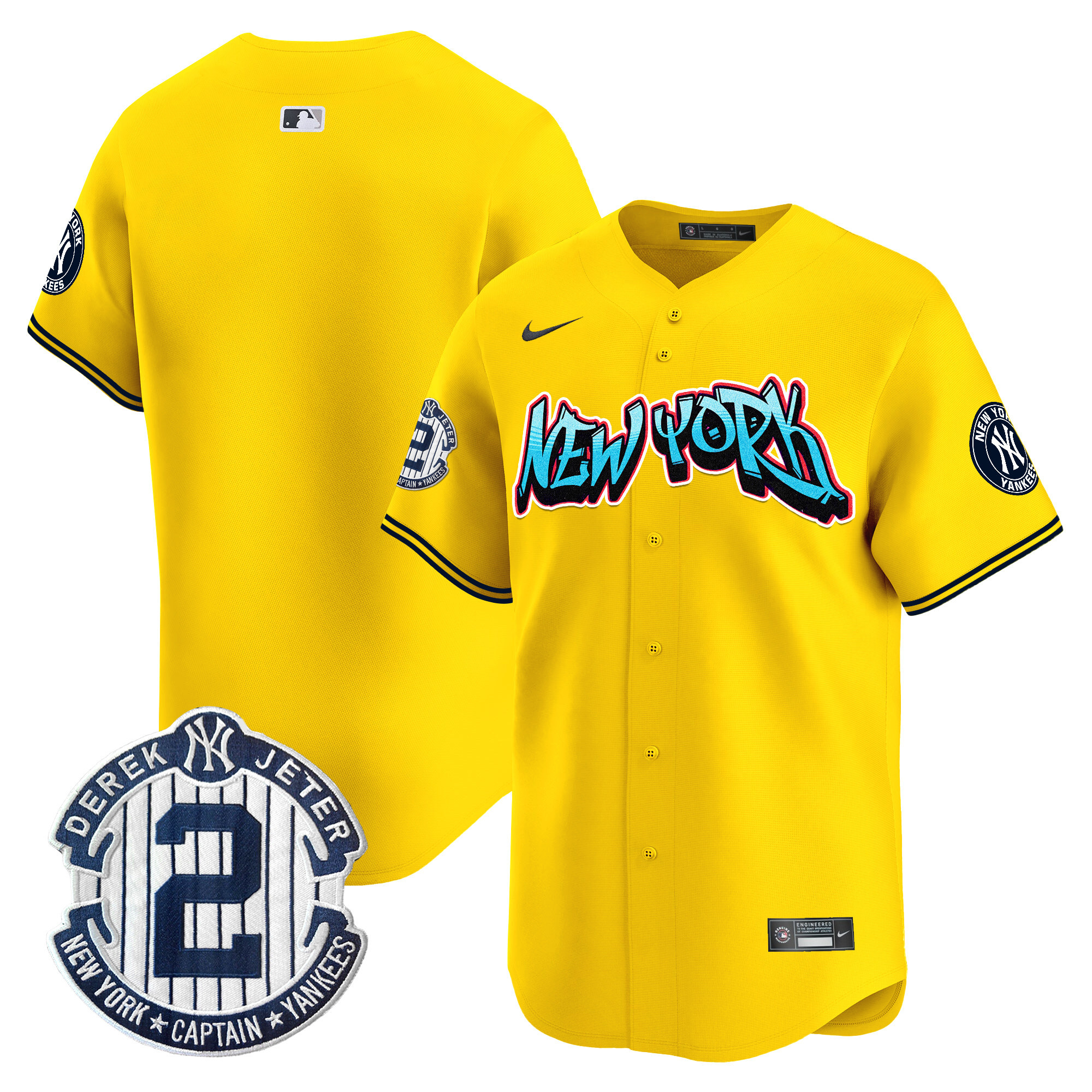 Men's New York Yankees Graffiti Vapor Premier Limited Gold Jersey - All Stitched
