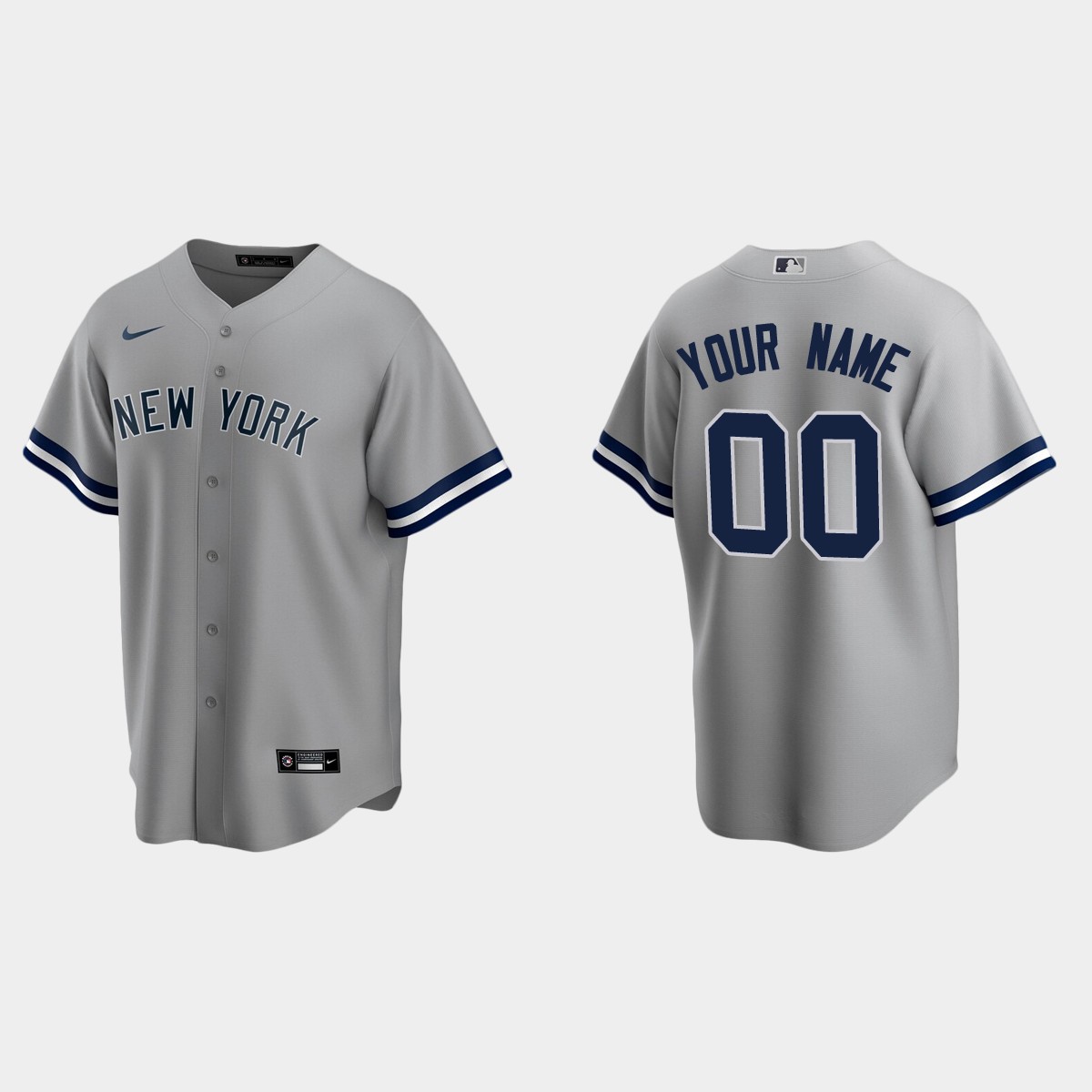 Men's New York Yankees Gray Road Custom Jersey
