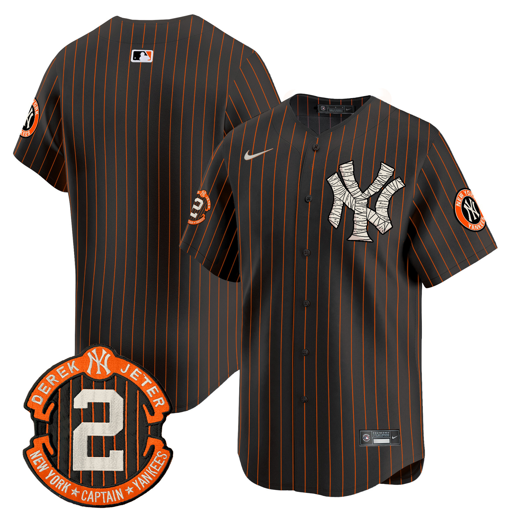 Men's New York Yankees Halloween Vapor Premier Limited Black Pinstripe Jersey - All Stitched