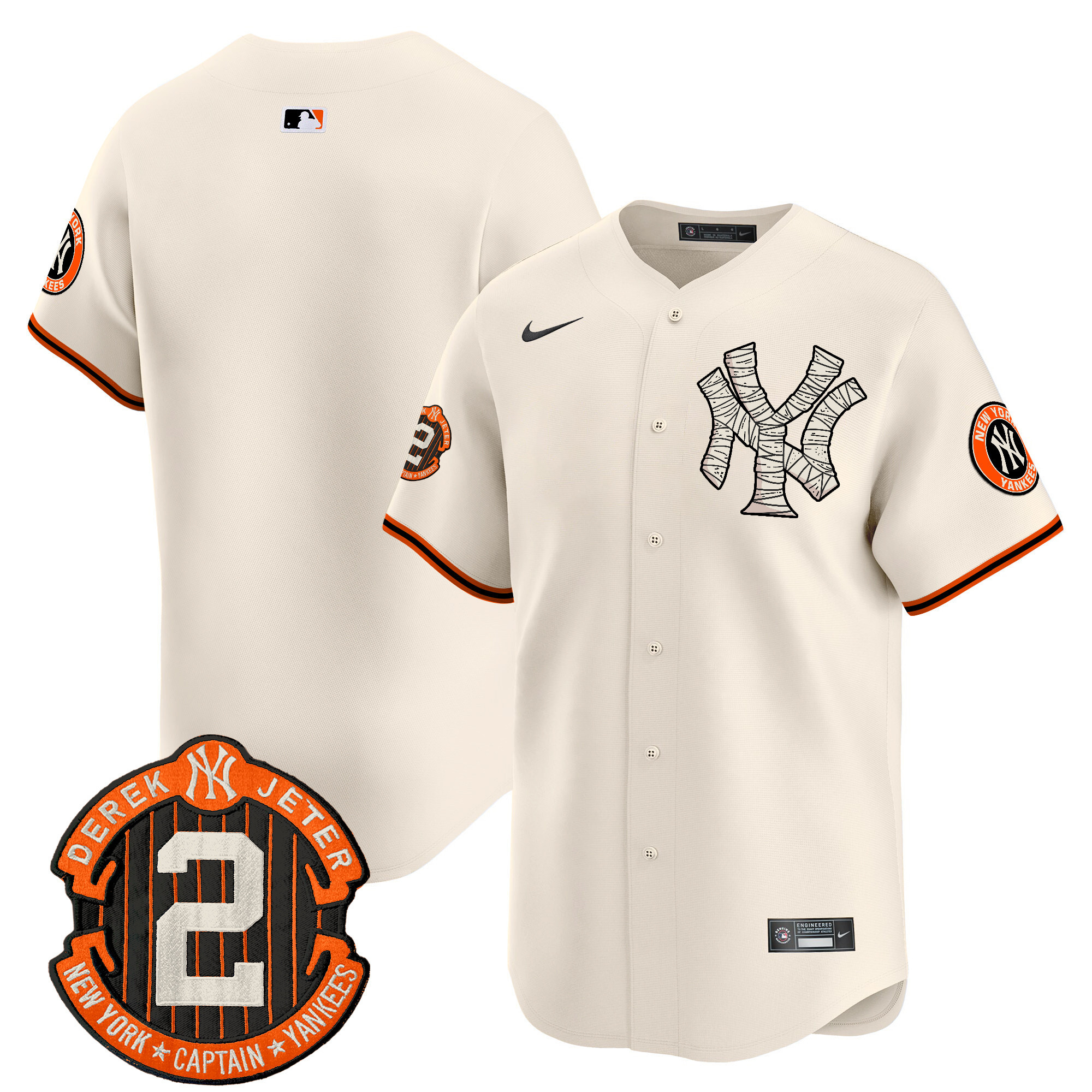 Men's New York Yankees Halloween Vapor Premier Limited Cream Jersey - All Stitched