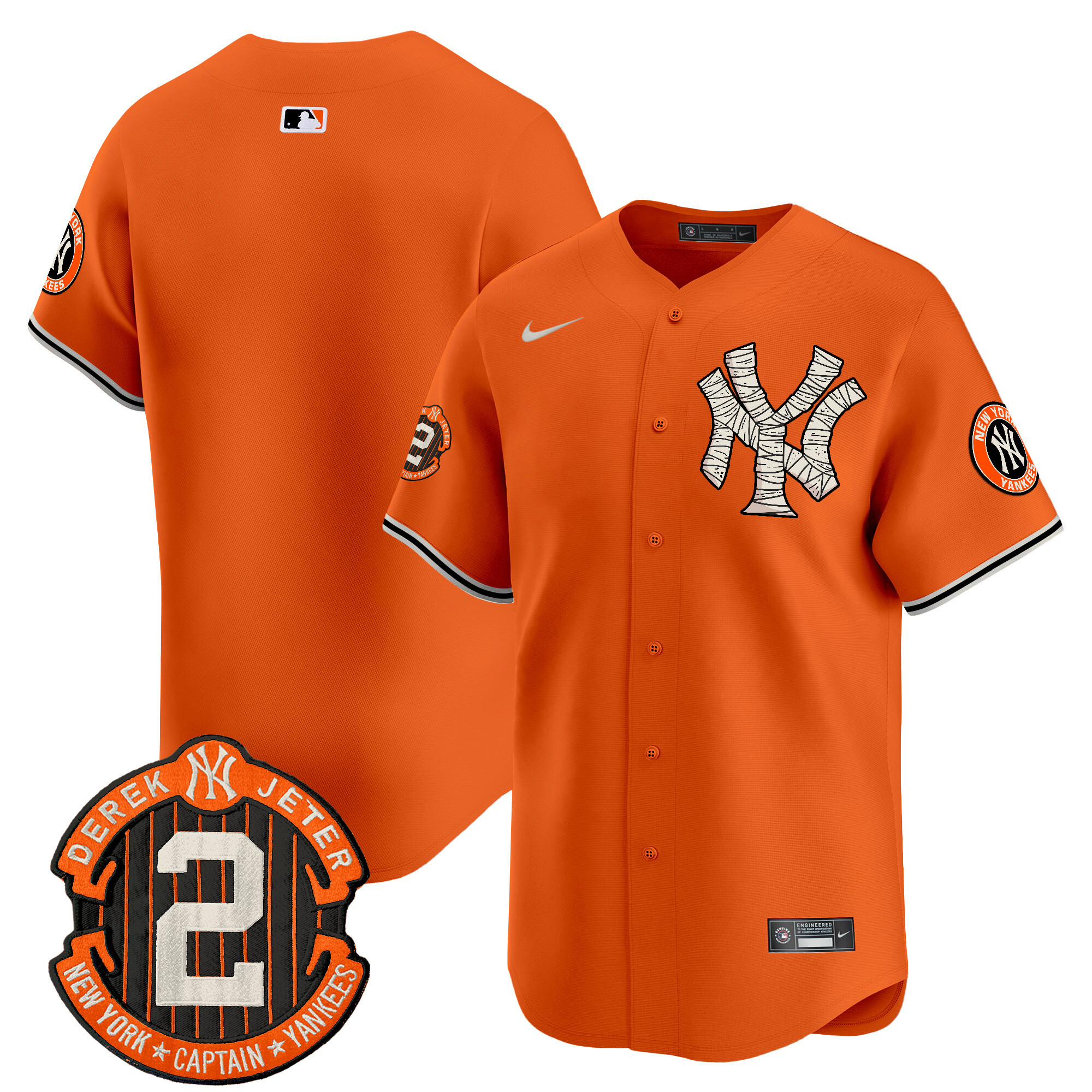 Men's New York Yankees Halloween Vapor Premier Limited Orange Jersey - All Stitched