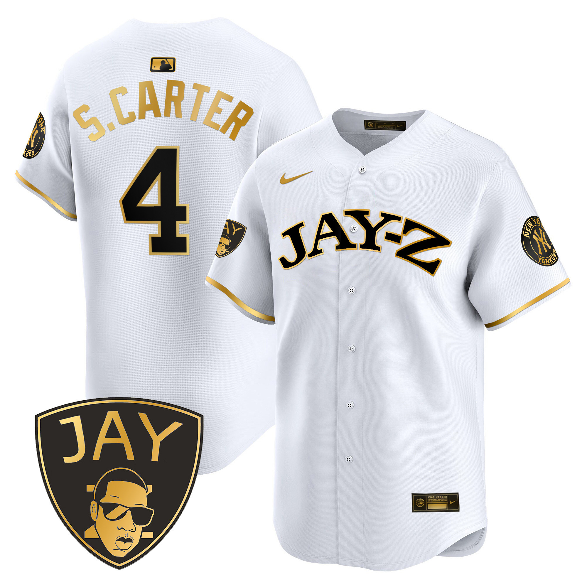 Men's New York Yankees Jay-Z Vapor Premier Limited White Gold Jersey - All Stitched