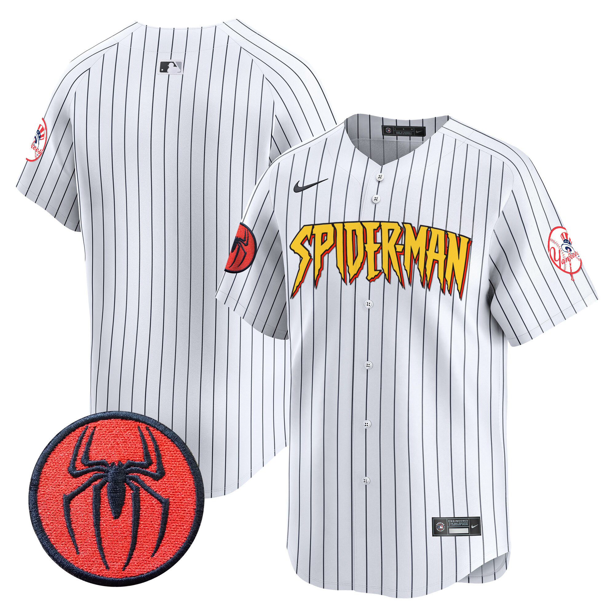 Men's New York Yankees Spider-Man Vapor Premier Limited Pinstripe Jersey - All Stitched