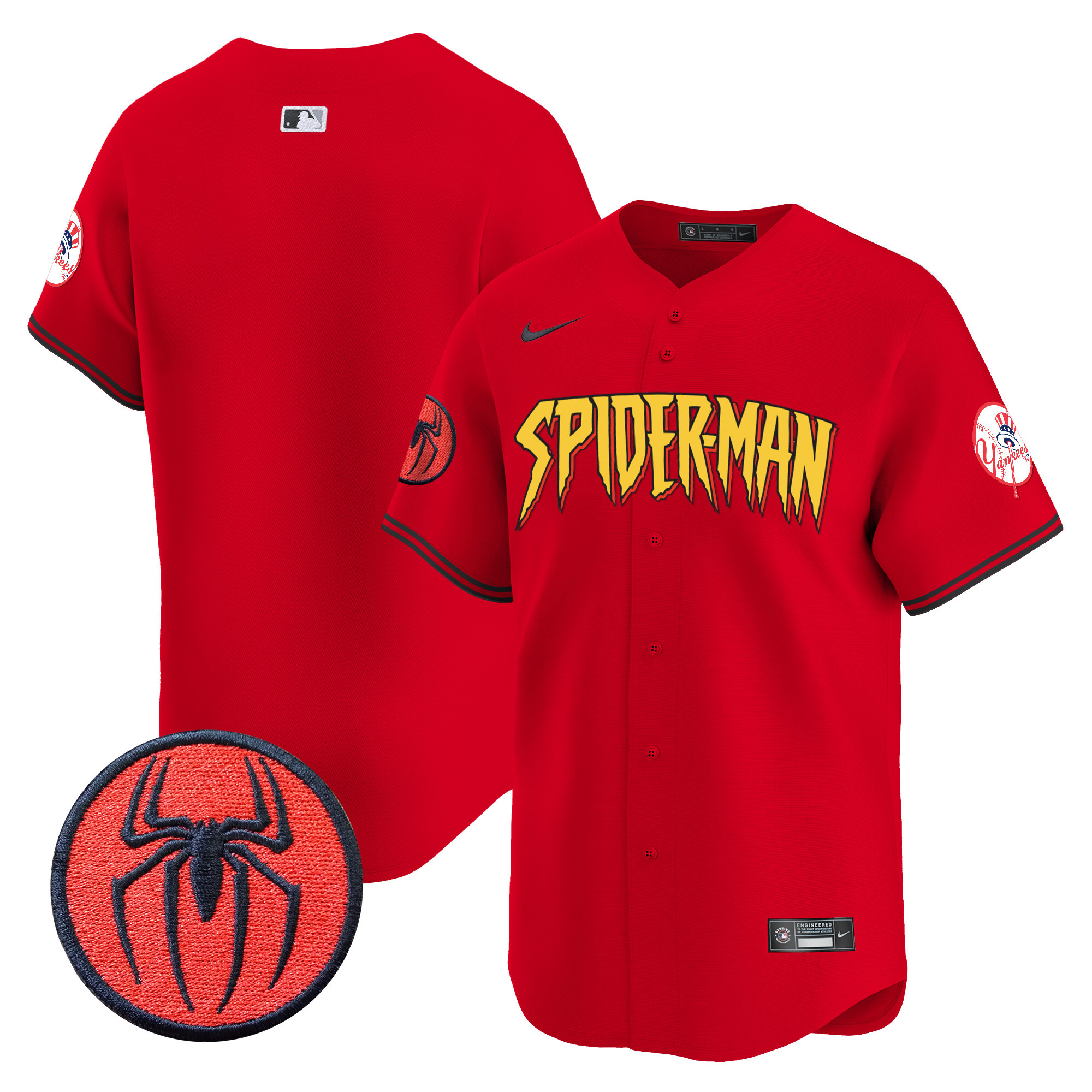 Men's New York Yankees Spider-Man Vapor Premier Limited Red Jersey - All Stitched