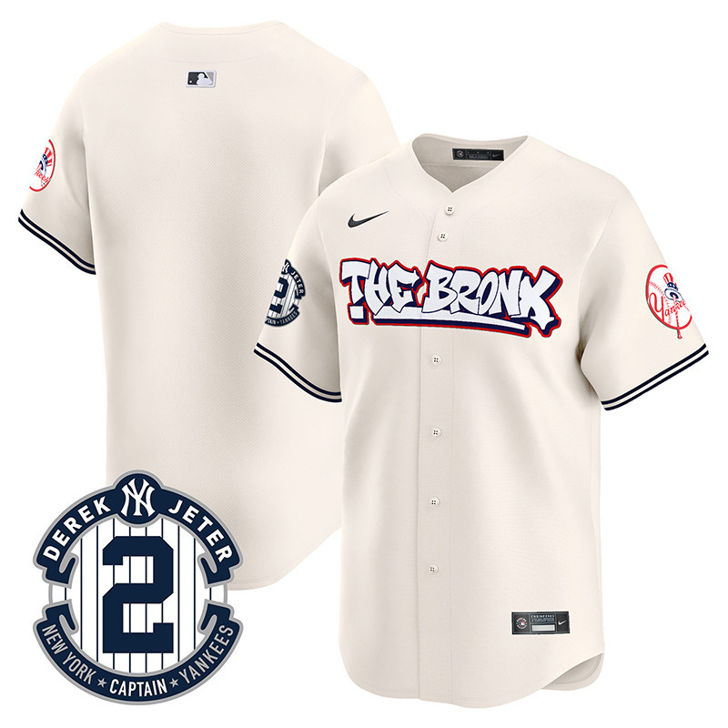 Men's New York Yankees The Bronx Graffiti Vapor Premier Limited Cream Jersey V2 - All Stitched