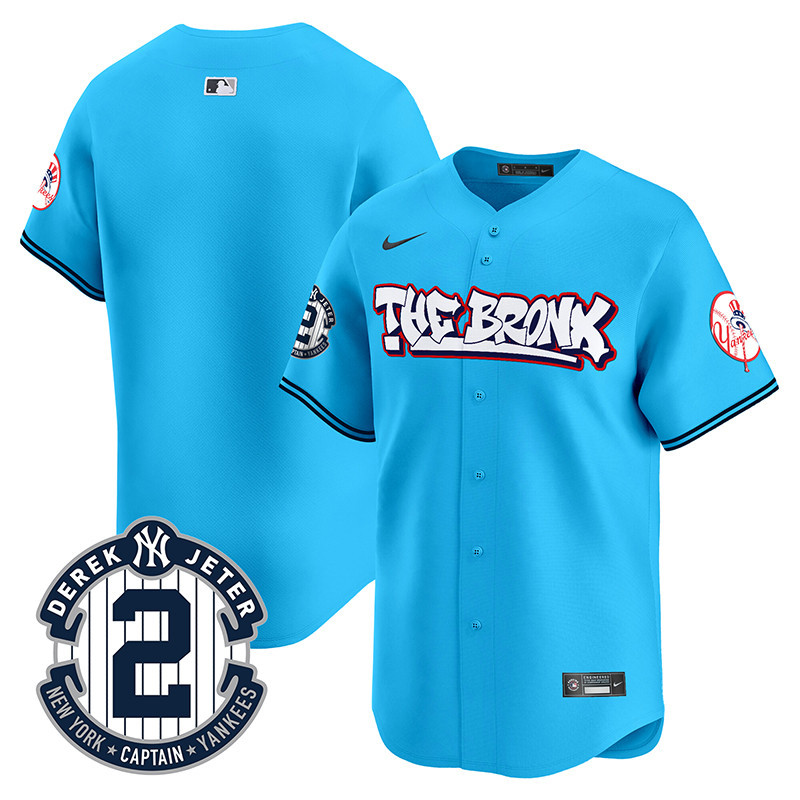 Men's New York Yankees The Bronx Graffiti Vapor Premier Limited Light Blue Jersey V2 - All Stitched