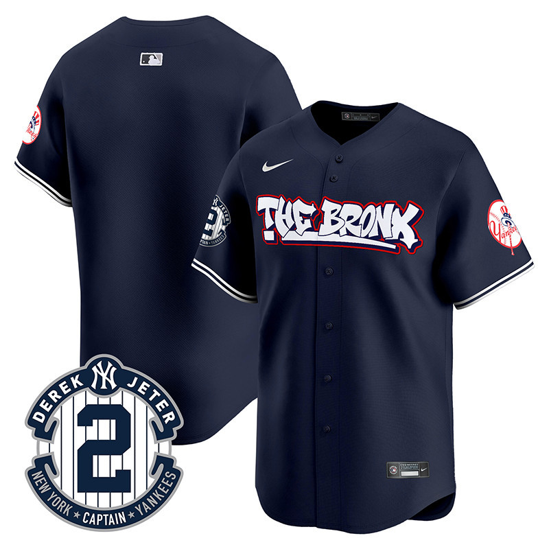 Men's New York Yankees The Bronx Graffiti Vapor Premier Limited Navy Jersey V2 - All Stitched