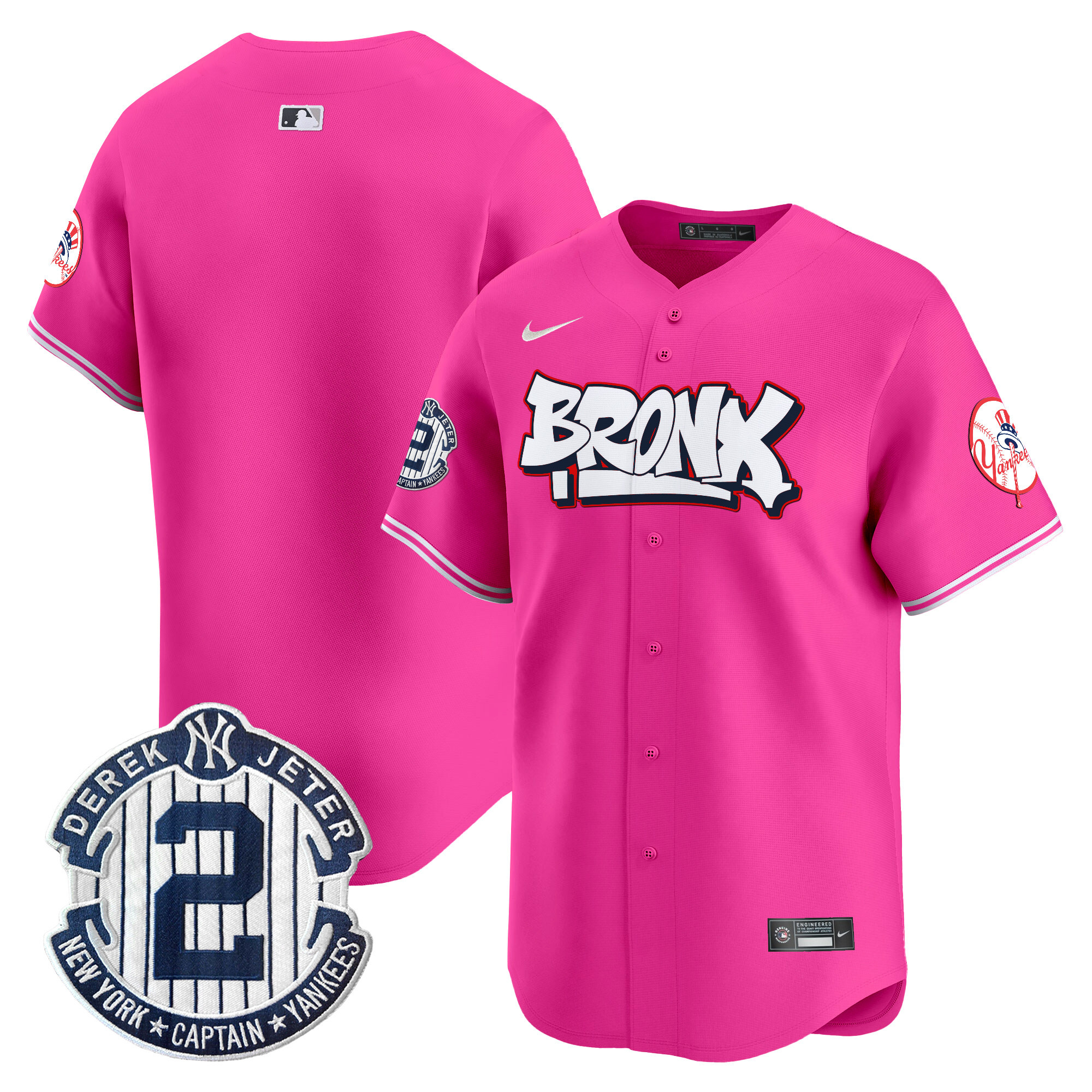 Men's New York Yankees The Bronx Graffiti Vapor Premier Limited Pink Jersey V4 - All Stitched