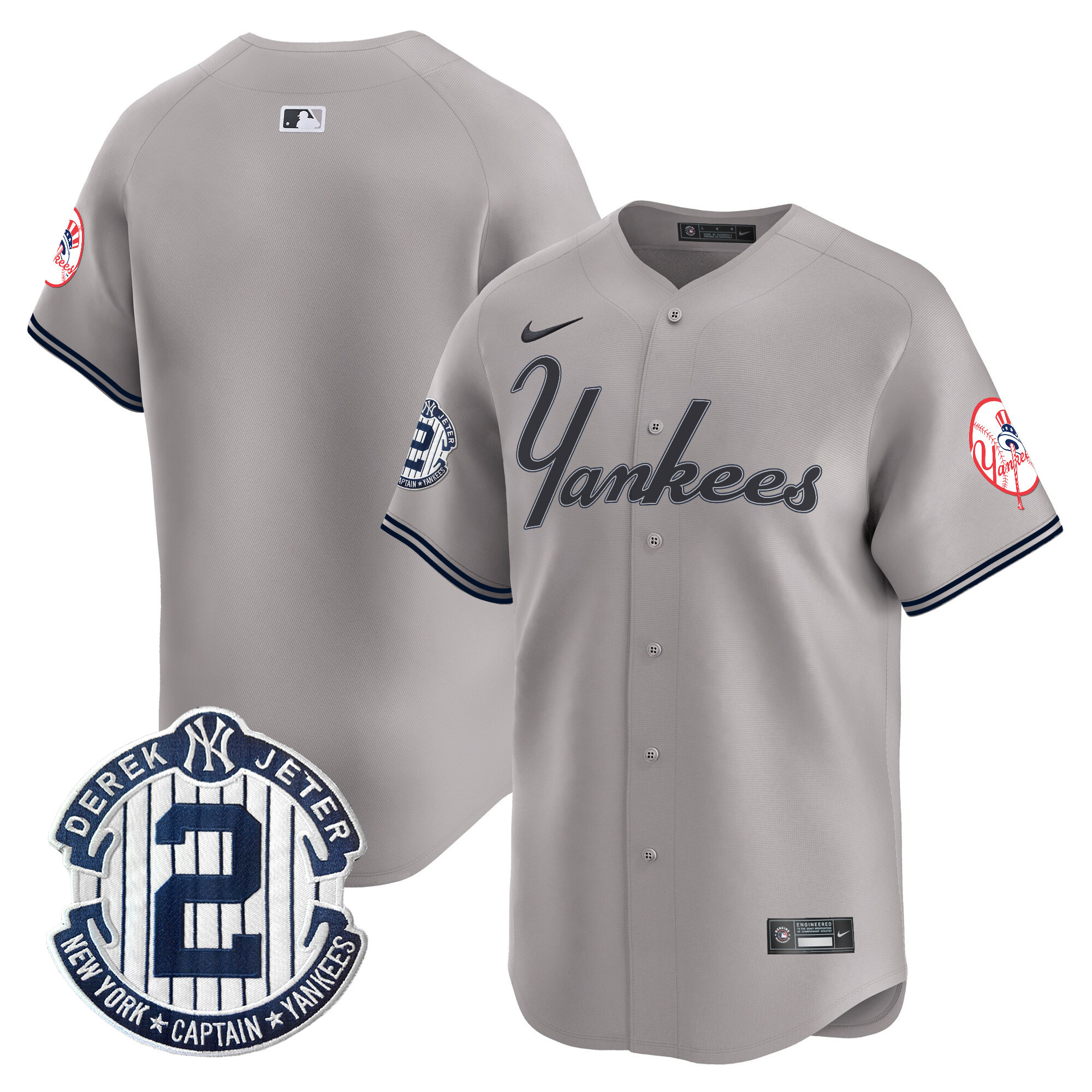 Men's New York Yankees Throwback Vapor Premier Limited Gray Jersey V2 - All Stitched