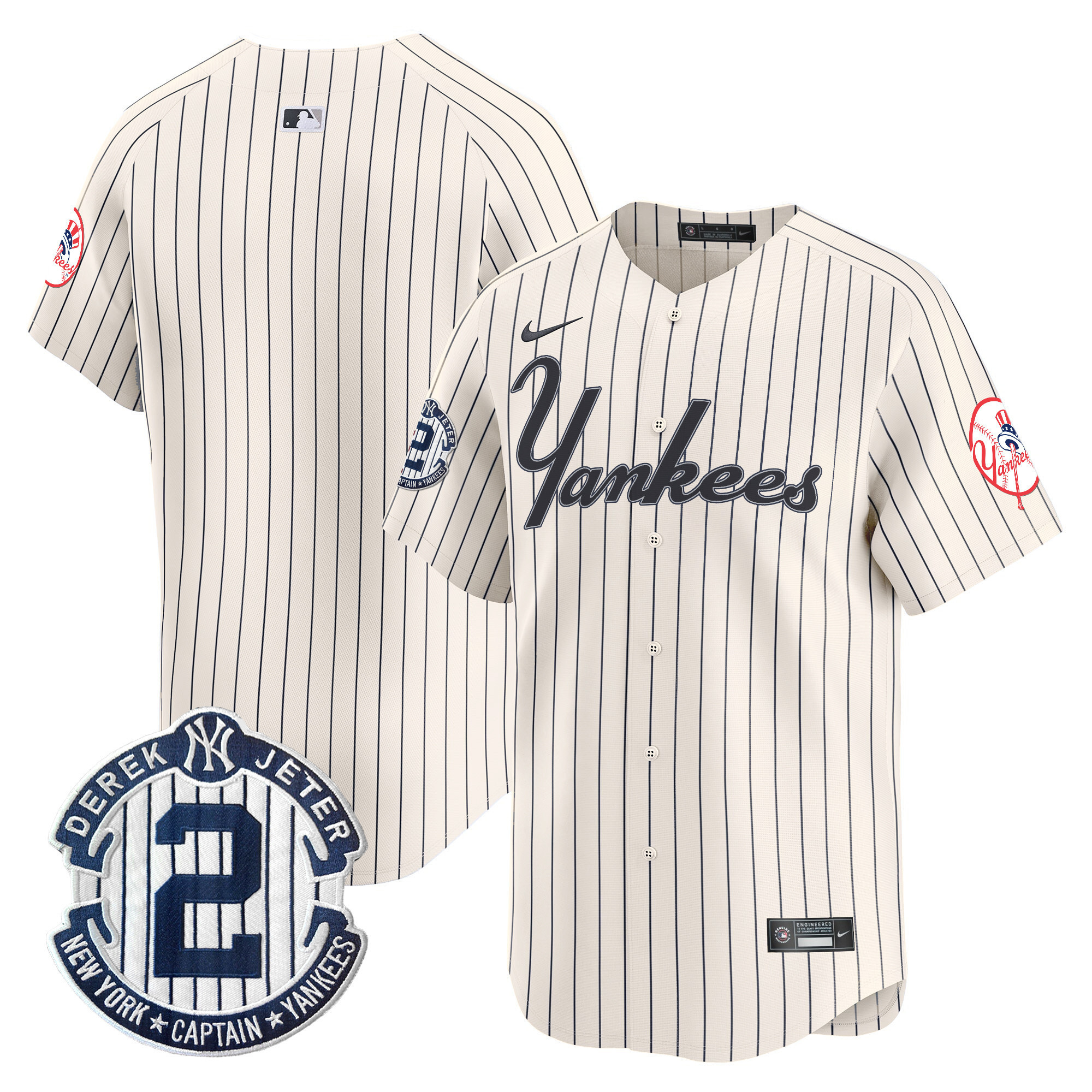 Men's New York Yankees Throwback Vapor Premier Limited Pinstripe Cream Jersey - All Stitched