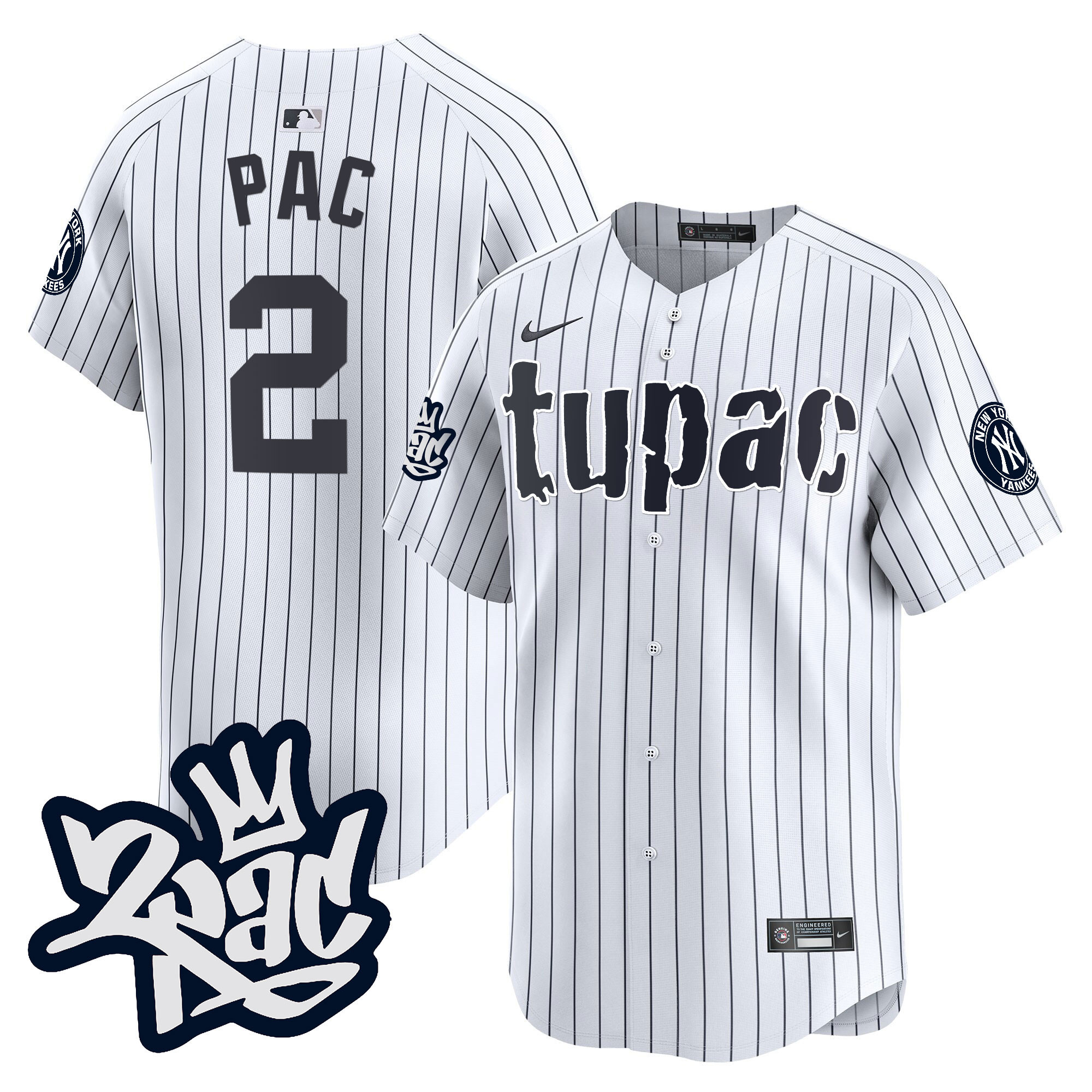 Men's New York Yankees Tupac Shakur Vapor Premier Limited White Jersey - All Stitched