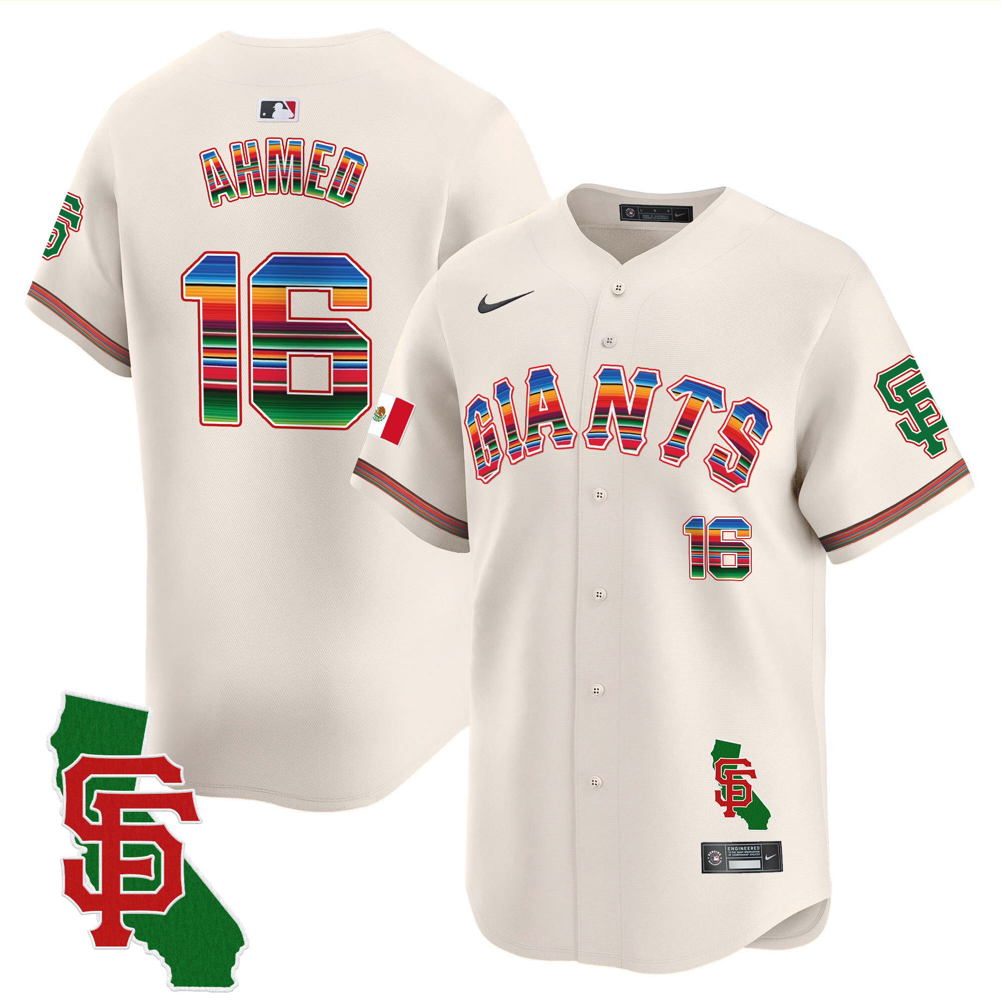 Men's Nick Ahmed San Francisco Giants Mexico California Patch Vapor Premier Limited Cream Jersey - All Stitched