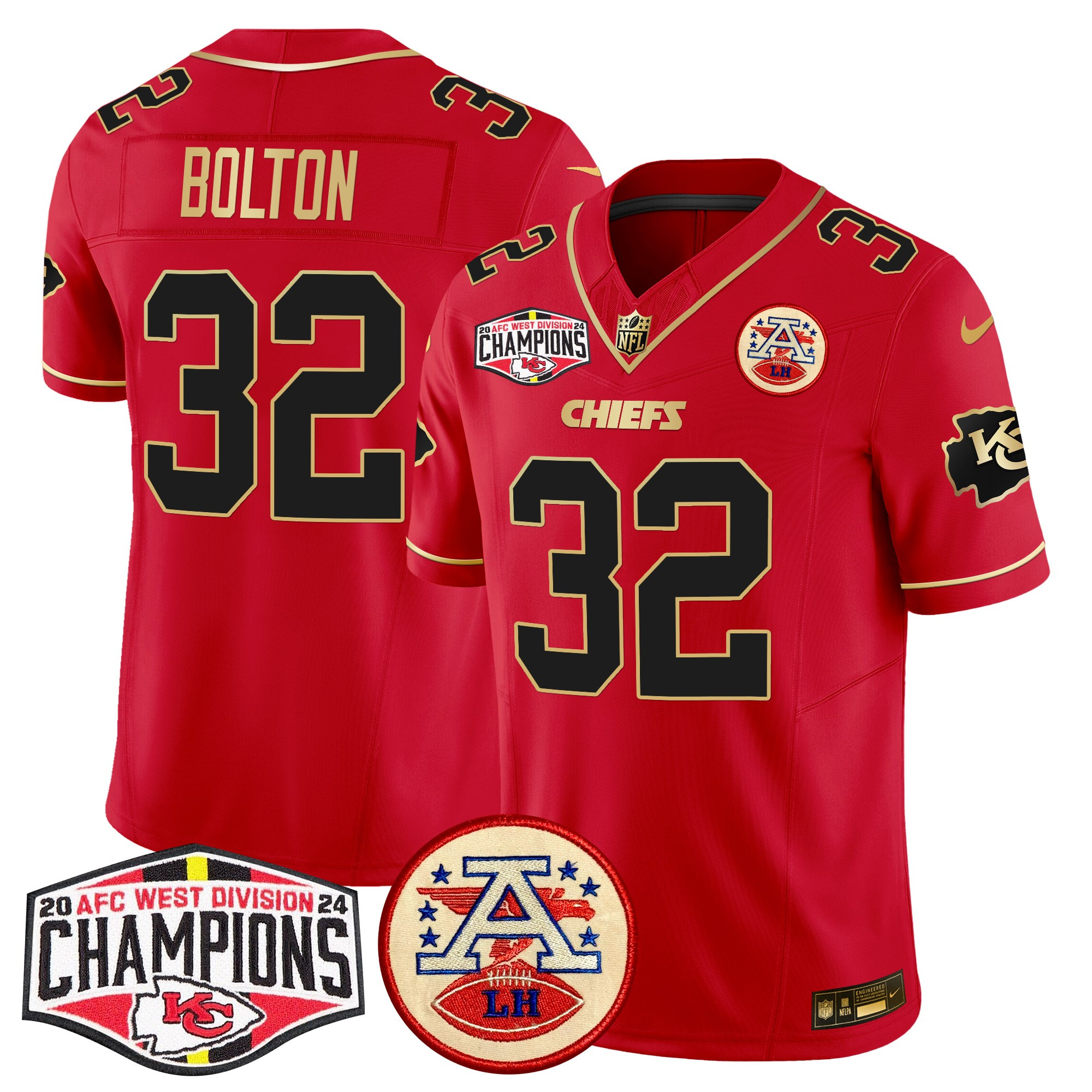 Men's Nick Bolton Kansas City Chiefs 2024 AFC West Division Champions Patch Vapor Limited Red Special Jersey - All Stitched