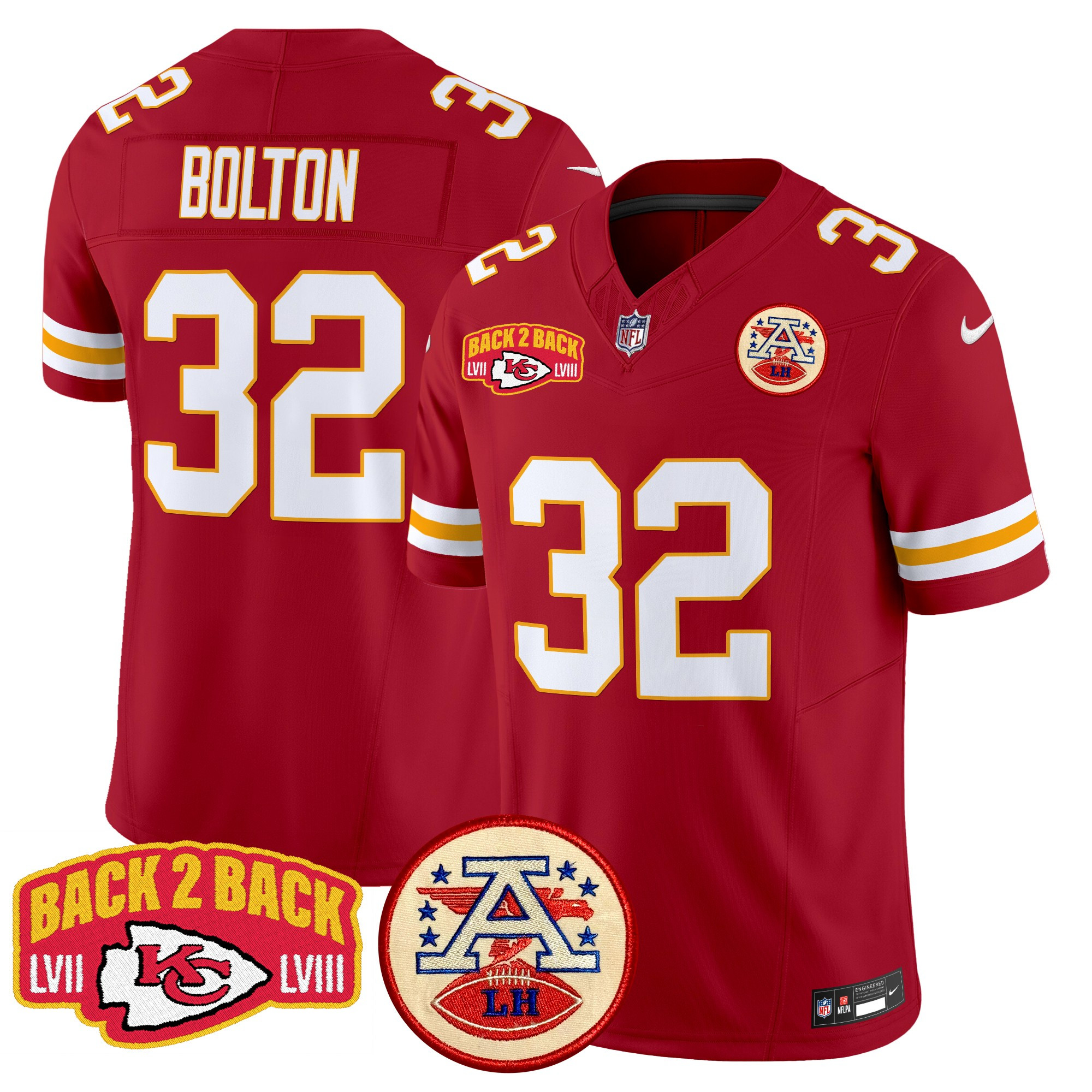 Men's Nick Bolton Kansas City Chiefs Super Back 2 Back Patch Vapor Limited Red Jersey - All Stitched