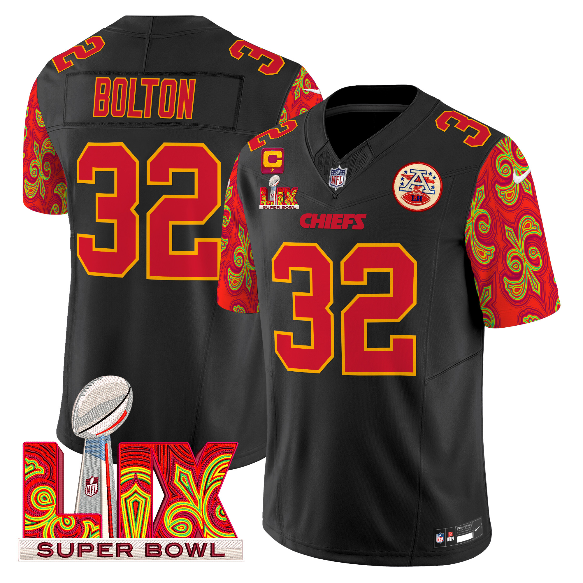 Men's Nick Bolton Kansas City Chiefs Super Bowl LIX Style Vapor Limited Black Jersey - All Stitched