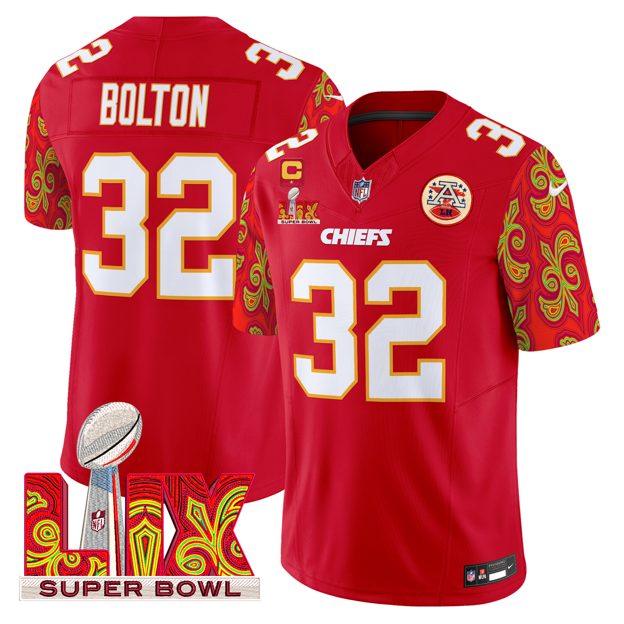 Men's Nick Bolton Kansas City Chiefs Super Bowl LIX Style Vapor Limited Red Jersey - All Stitched