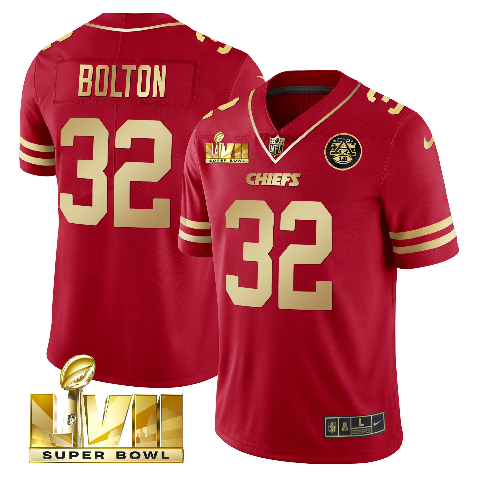 Men's Nick Bolton Kansas City Chiefs Super Bowl LVII Red Gold Vapor Red Gold Jersey V2 - All Stitched
