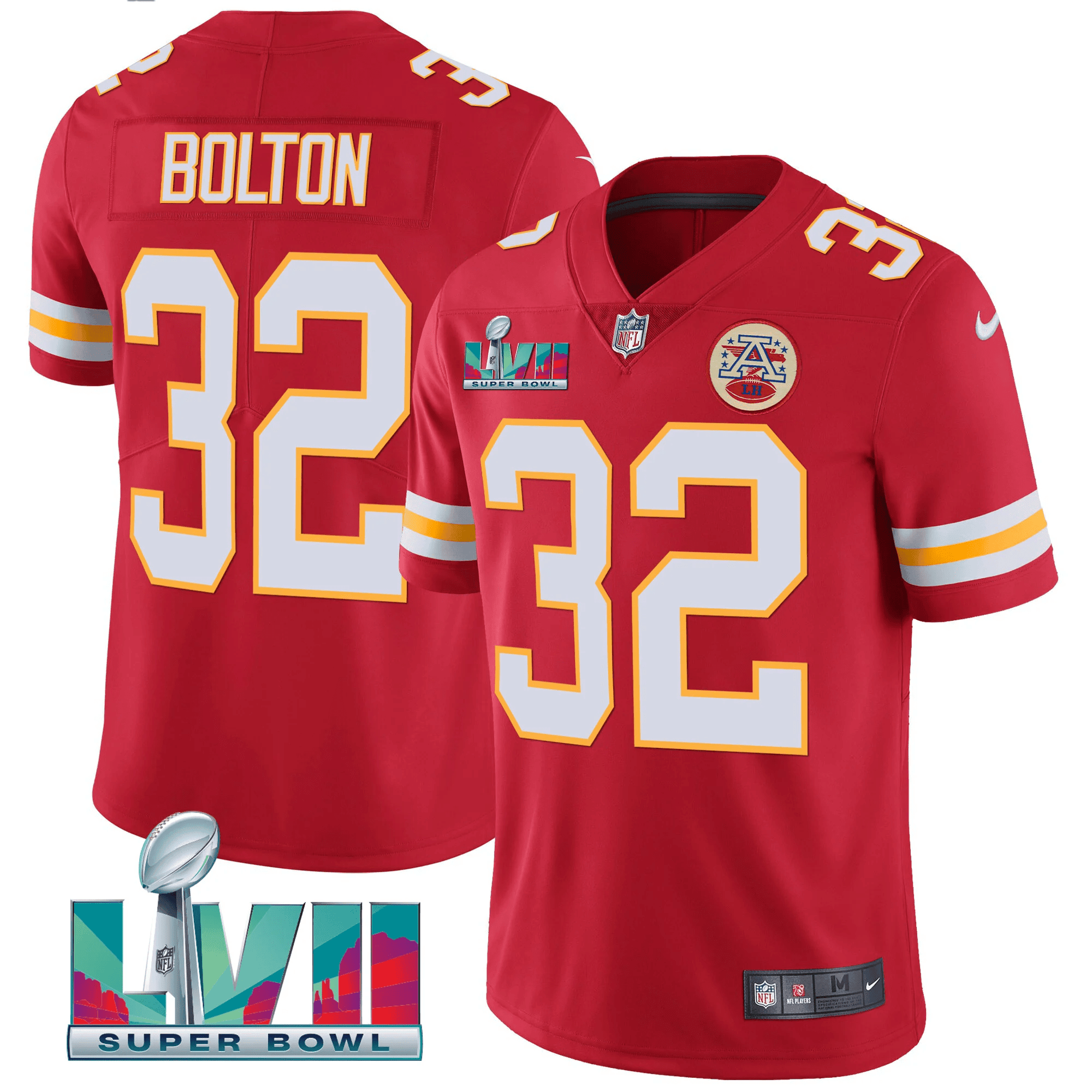 Men's Nick Bolton Kansas City Chiefs Super Bowl LVII Red Gold Vapor Red Jersey V2 - All Stitched