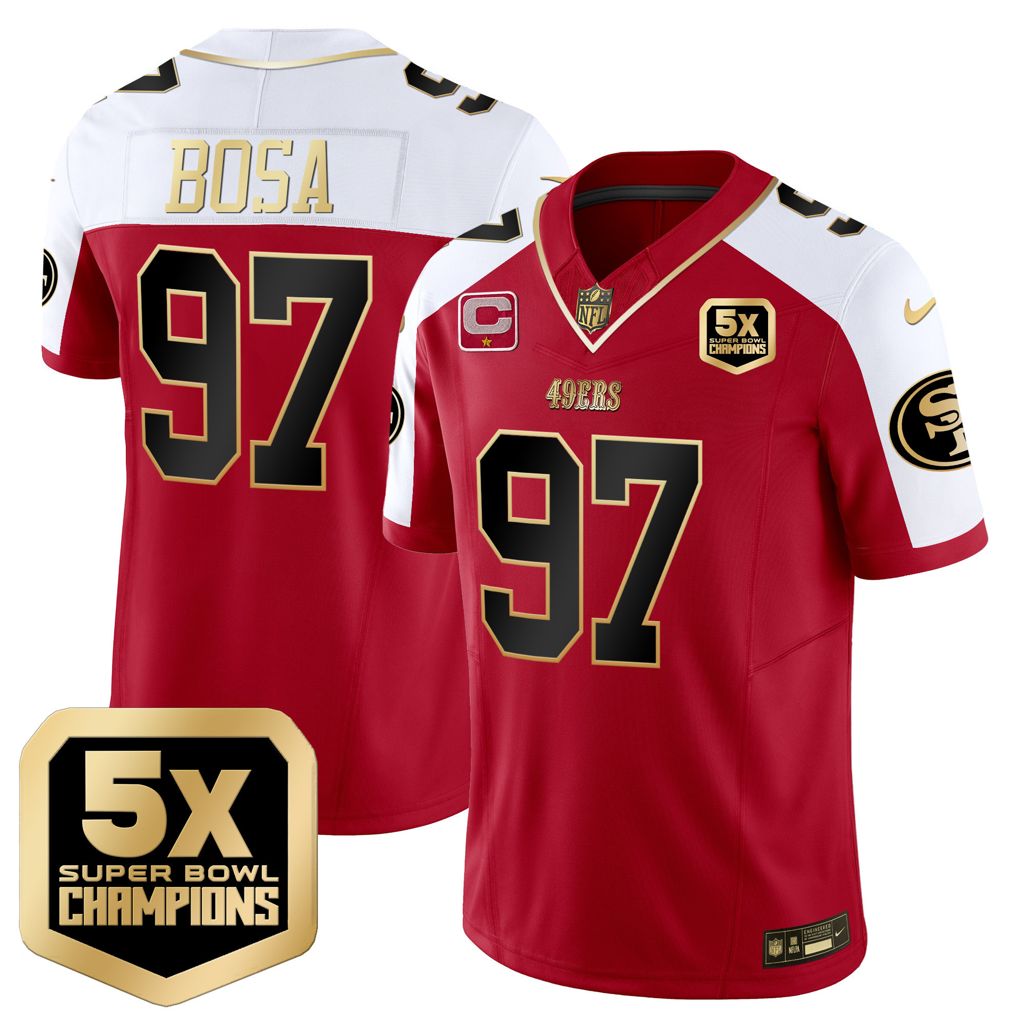 Men's Nick Bosa San Francisco 49ers 5x Super Bowl Champions Vapor Limited Alternate Jersey - All Stitched