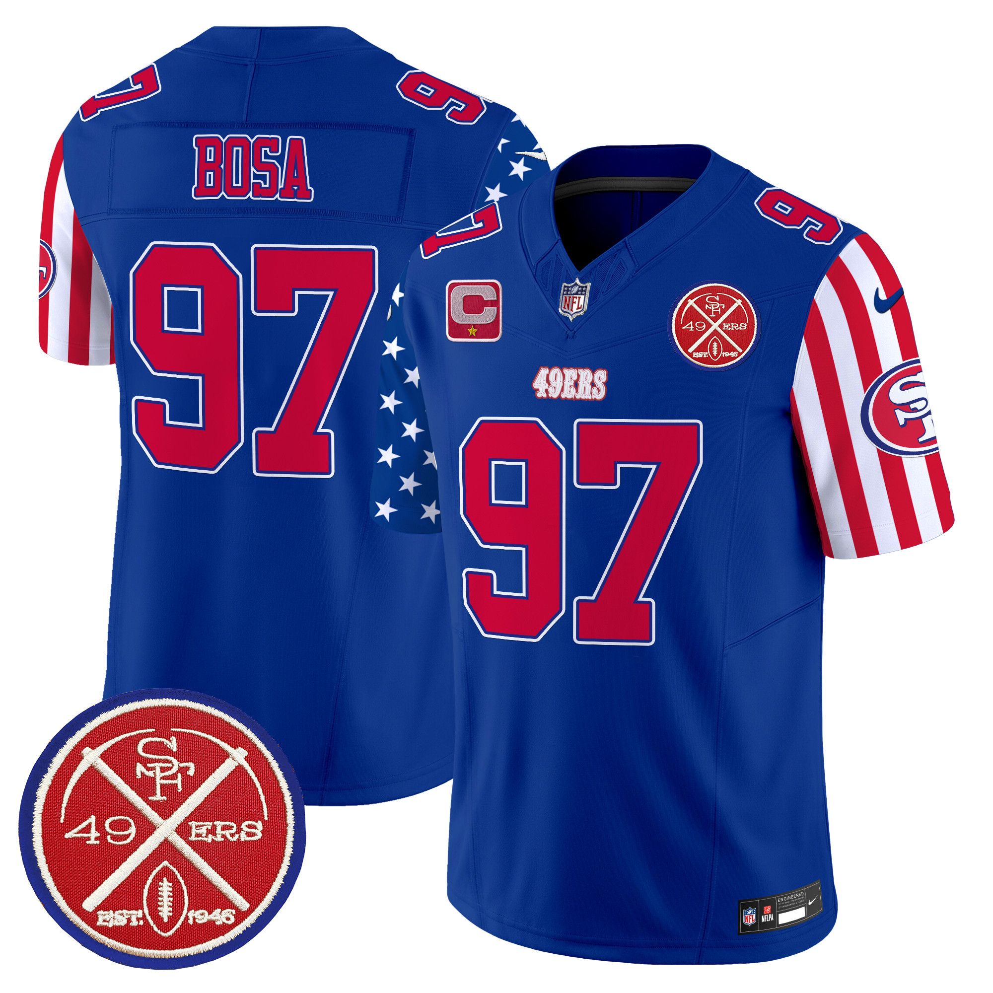 Men's Nick Bosa San Francisco 49ers American Style Vapor Limited Royal Jersey - All Stitched