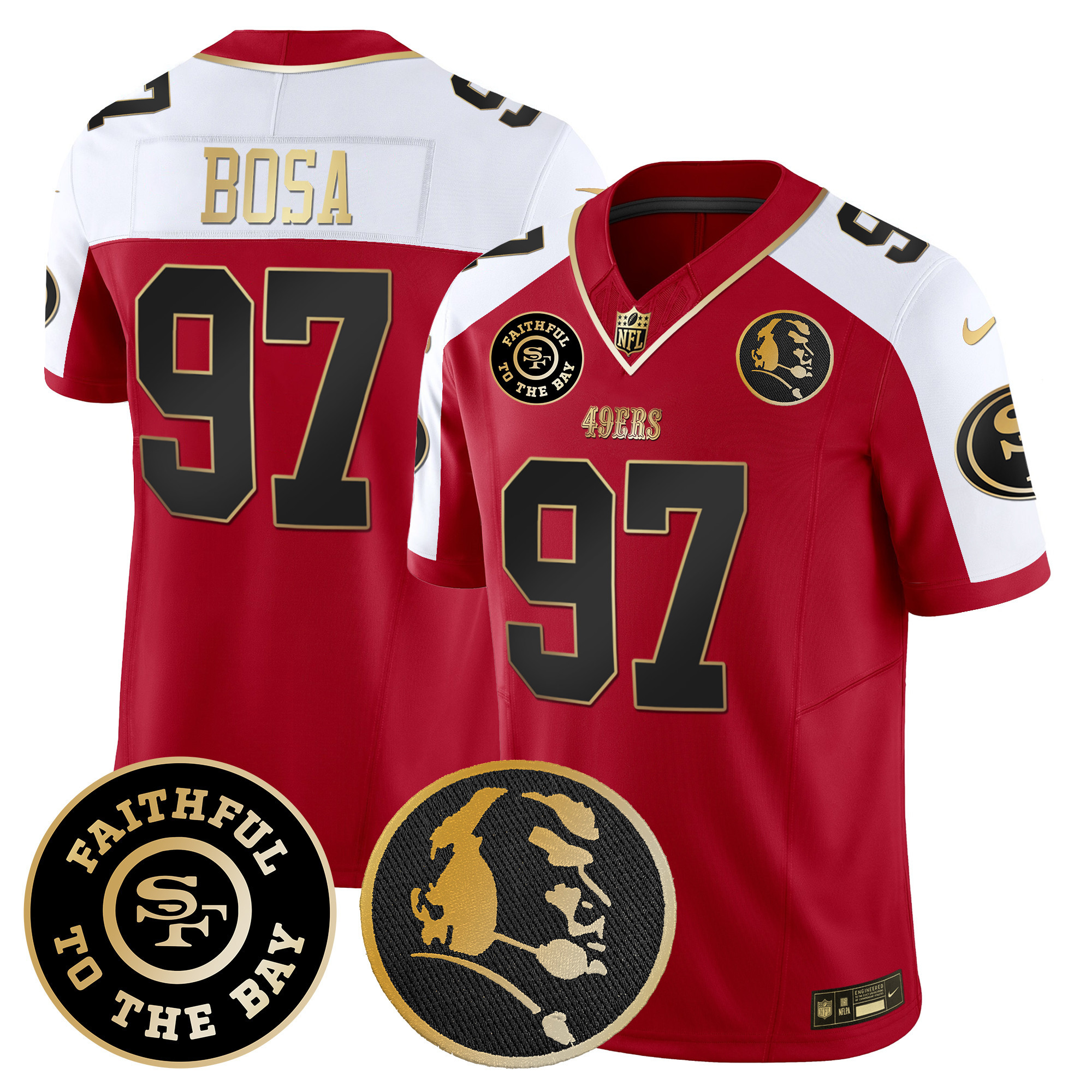 Men's Nick Bosa San Francisco 49ers Faithful & John Madden Patch Vapor Alternate Jersey - All Stitched