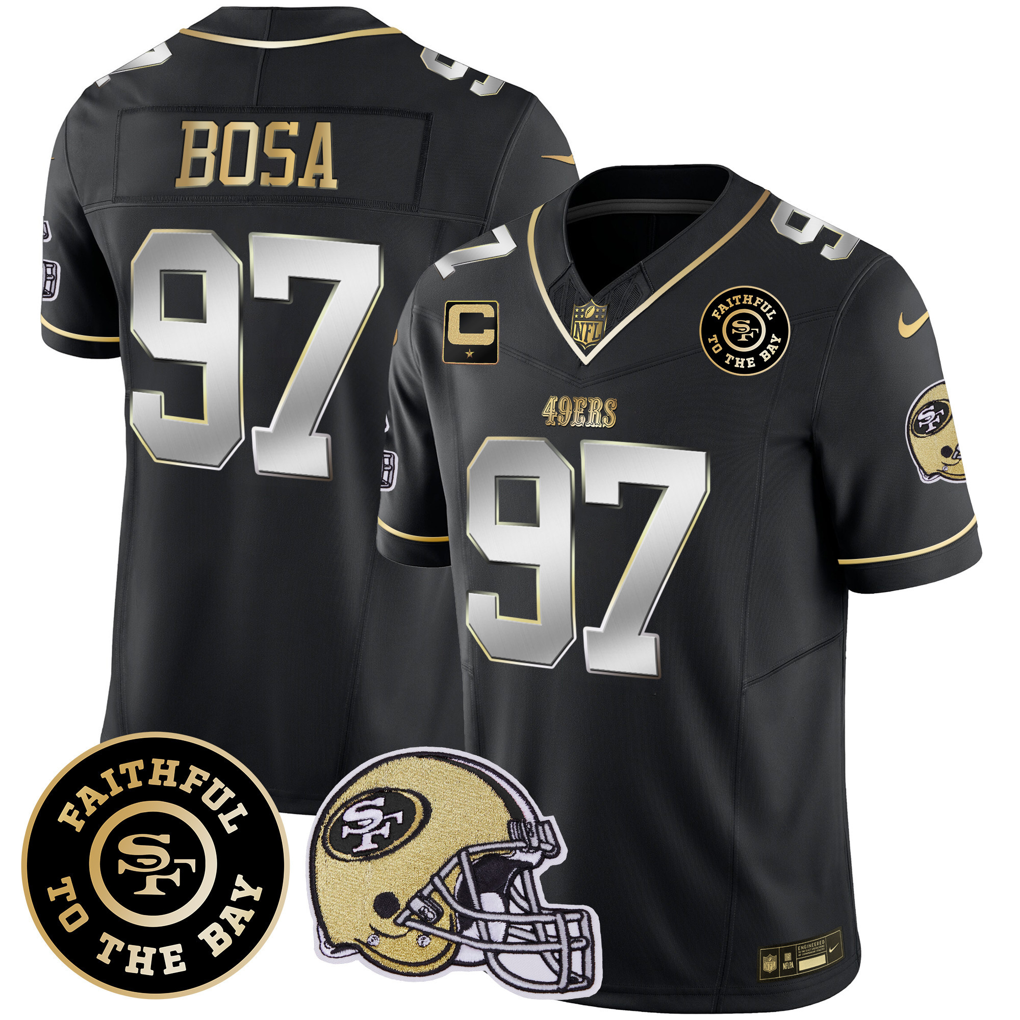 Men's Nick Bosa San Francisco 49ers Faithful To The Bay Patch Vapor Limited Black Limited Jersey V5 - All Stitched