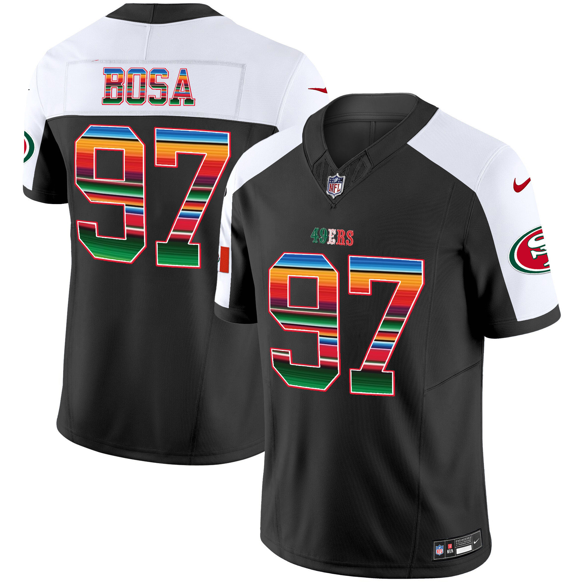 Men's Nick Bosa San Francisco 49ers Mexico Vapor Black Alternate Jersey V3 - All Stitched
