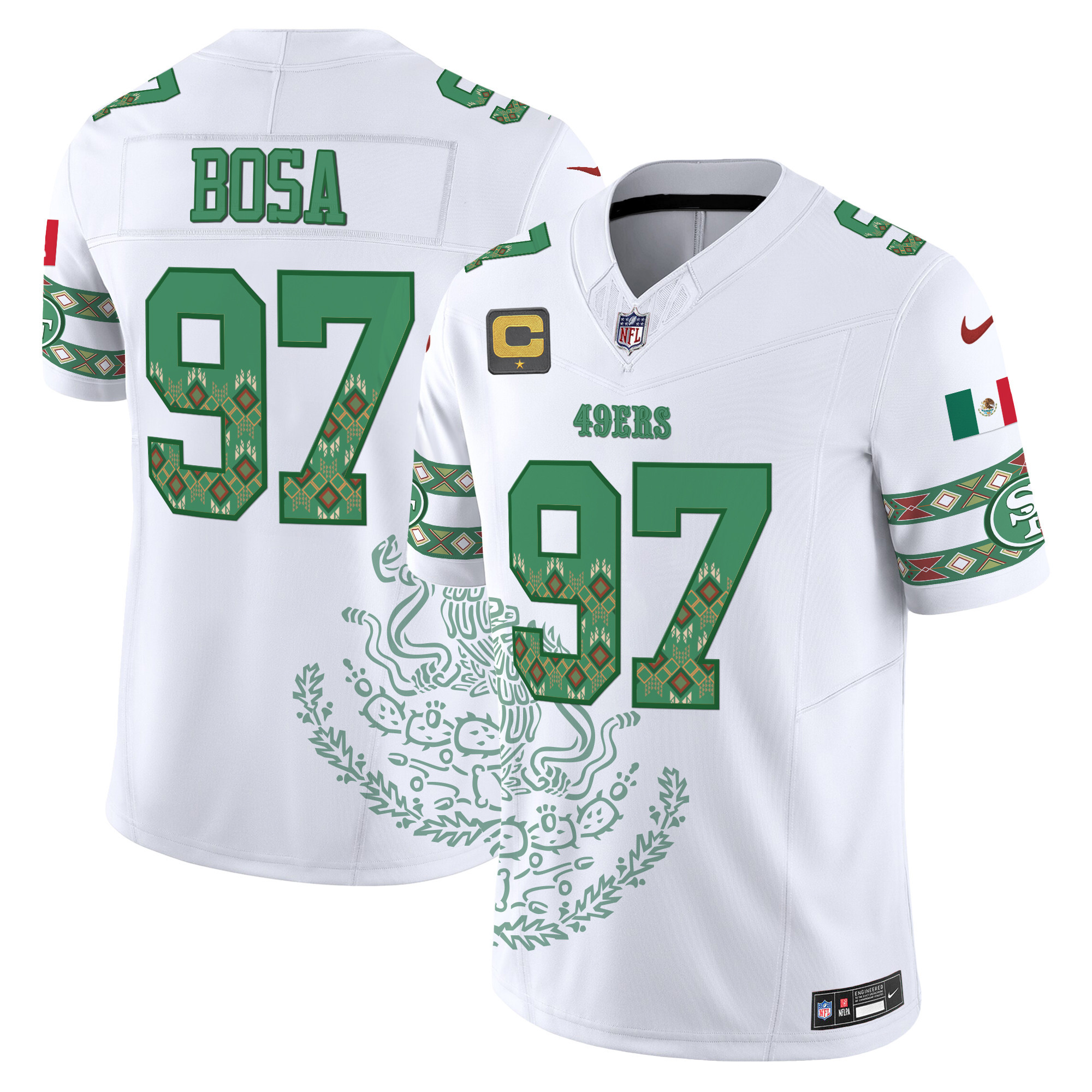 Men's Nick Bosa San Francisco 49ers Mexico Vapor Limited White Jersey - Printed