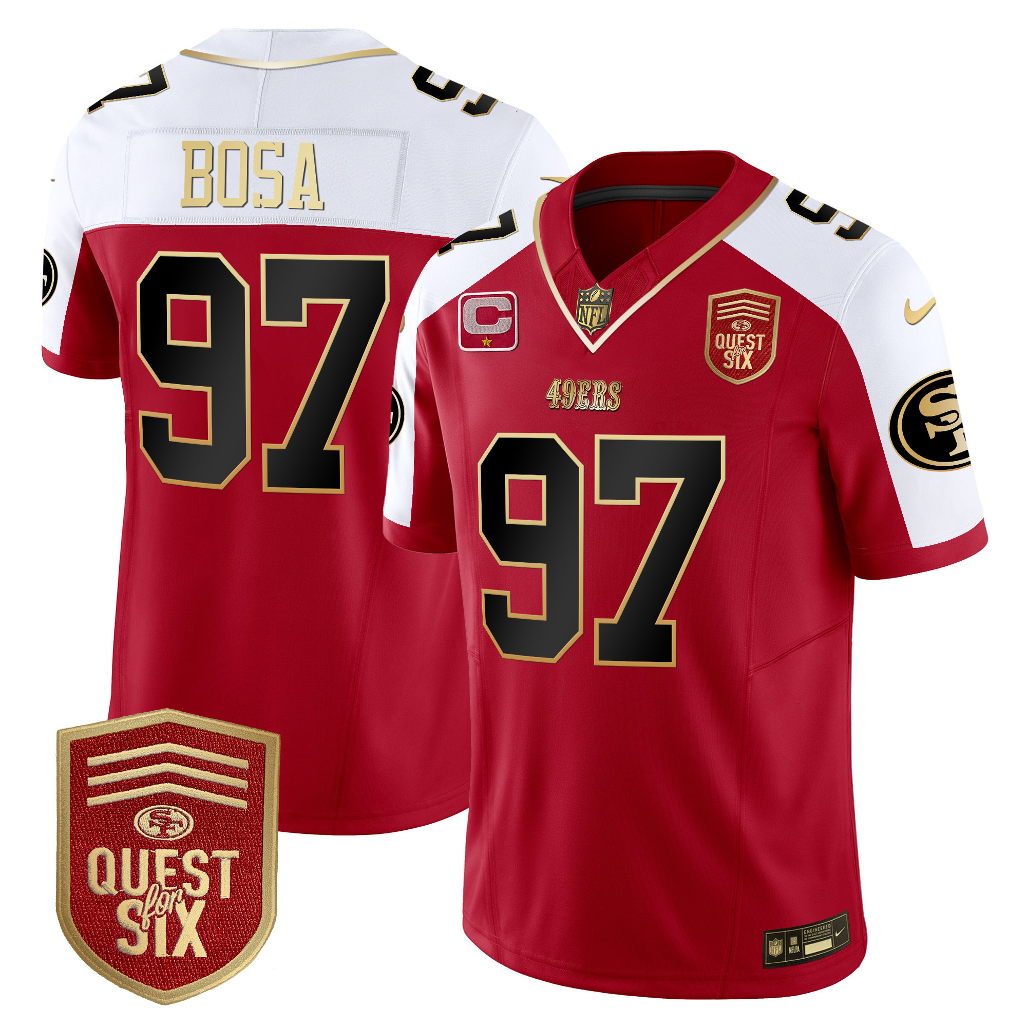 Men's Nick Bosa San Francisco 49ers Quest For Six Patch Vapor Limited Alternate Jersey - All Stitched