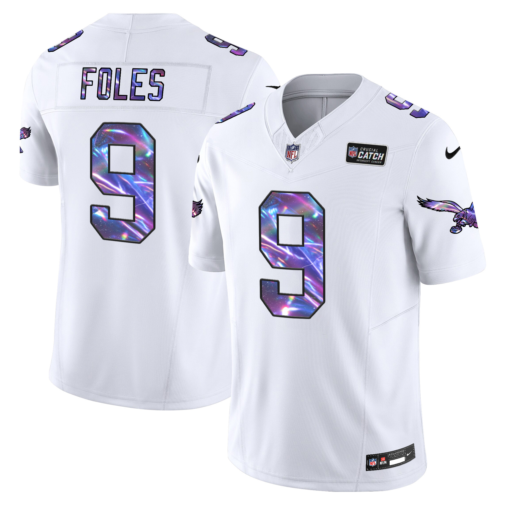 Men's Nick Foles Philadelphia Eagles 2024 Crucial Catch Vapor Limited White Jersey - All Stitched