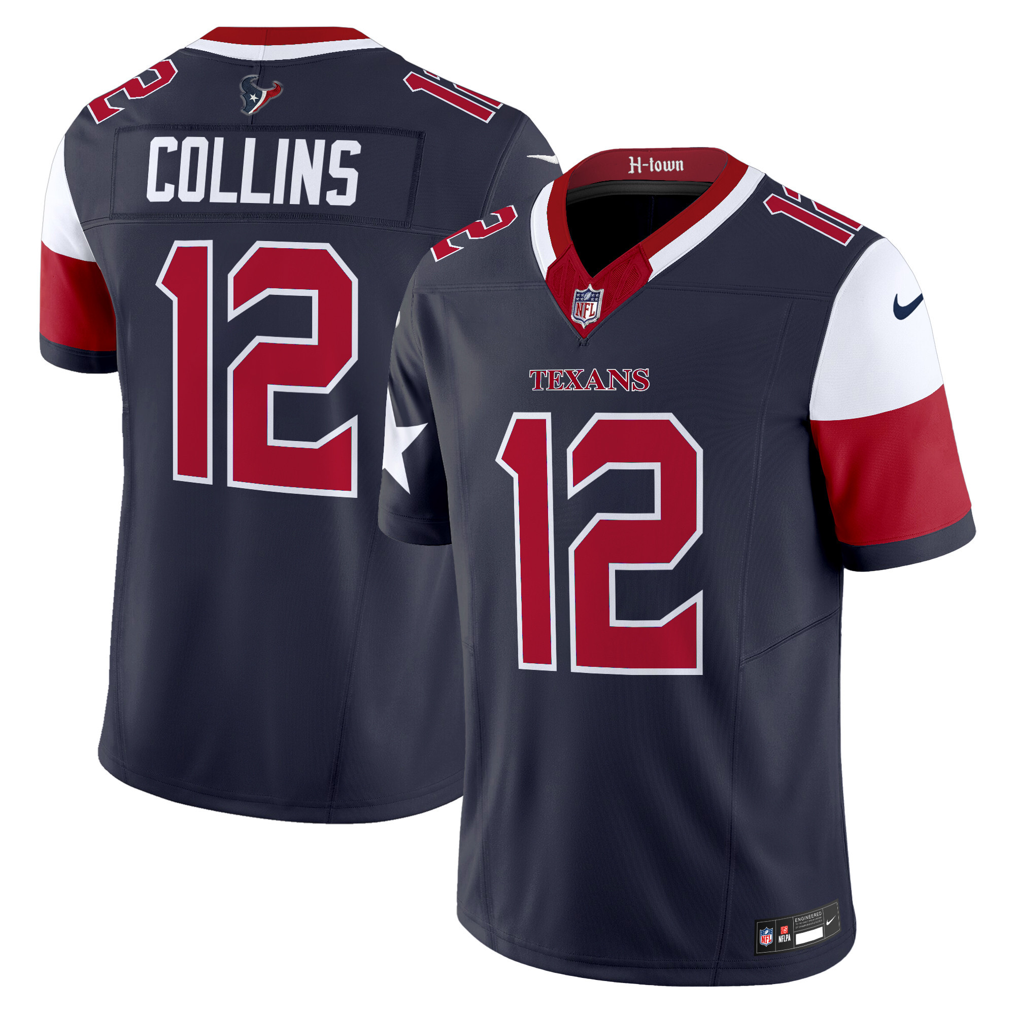 Men's Nico Collins Houston Texans 2024 Vapor Limited Navy Jersey - All Stitched