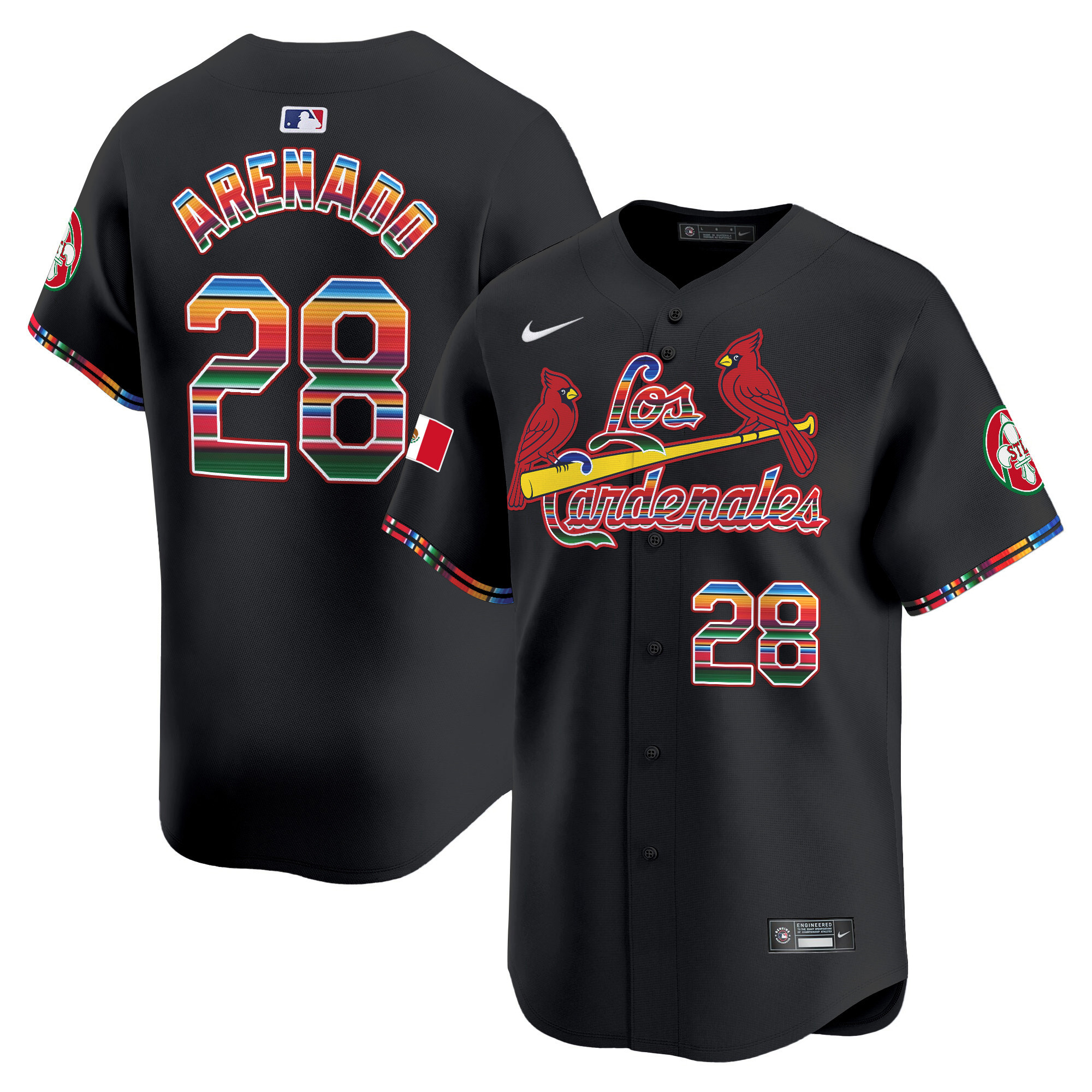 Men's Nolan Arenado St. Louis Cardinals Fiesta Cardenales Vapor Premier Limited Black Jersey - All Stitched