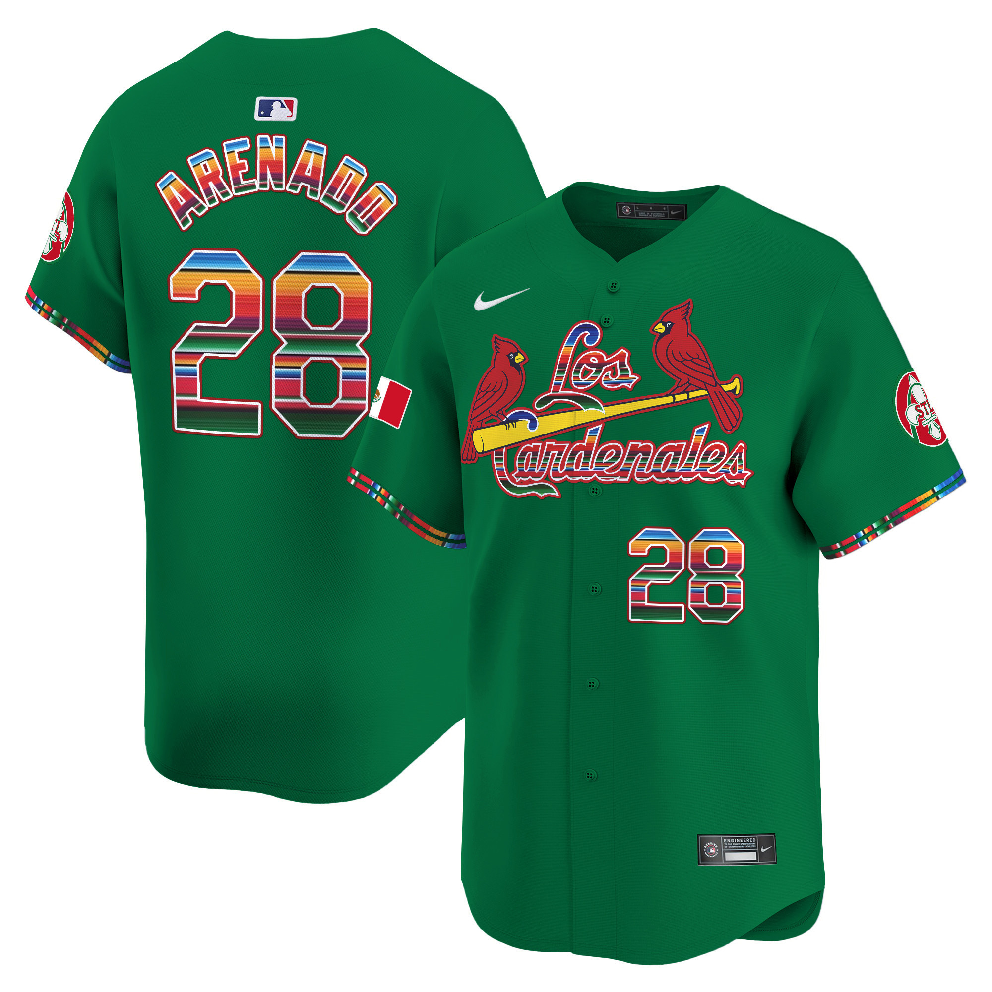 Men's Nolan Arenado St. Louis Cardinals Fiesta Cardenales Vapor Premier Limited Green Jersey - All Stitched
