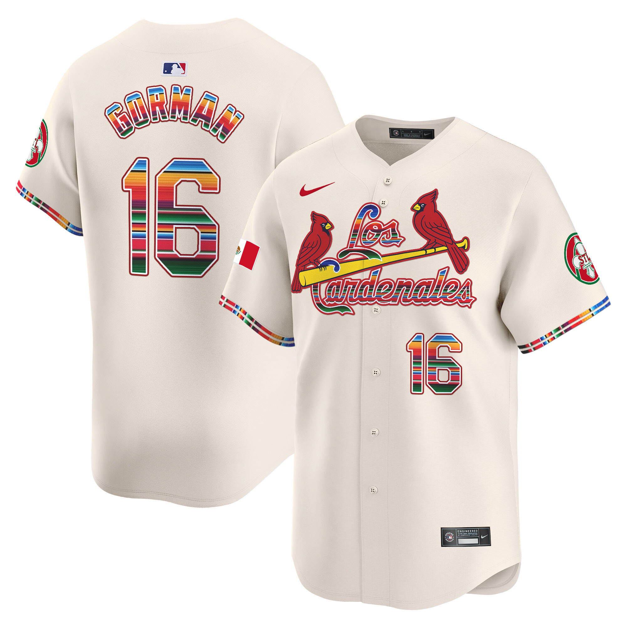 Men's Nolan Gorman St. Louis Cardinals Fiesta Cardenales Vapor Premier Limited Cream Jersey - All Stitched