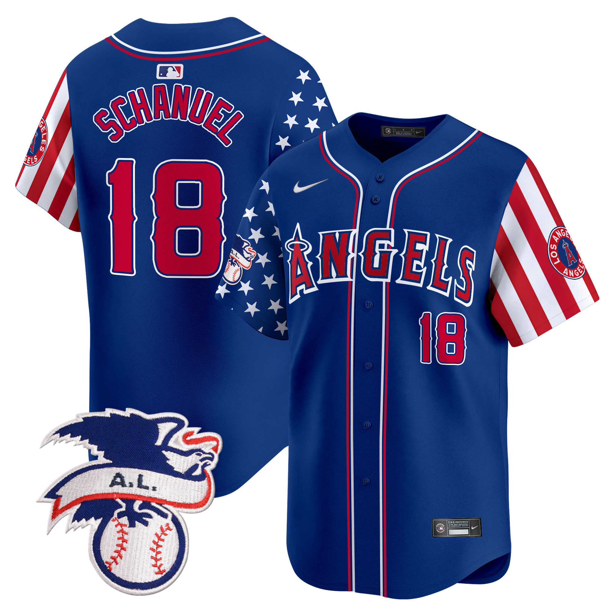 Men's Nolan Schanuel Los Angeles Angels 2024 Fourth of July Vapor Premier Limited Royal Jersey - All Stitched
