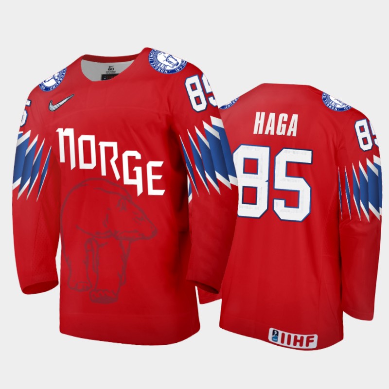 Men's Norway 2021 IIHF World Championship Michael Haga #85 Limited Red Jersey