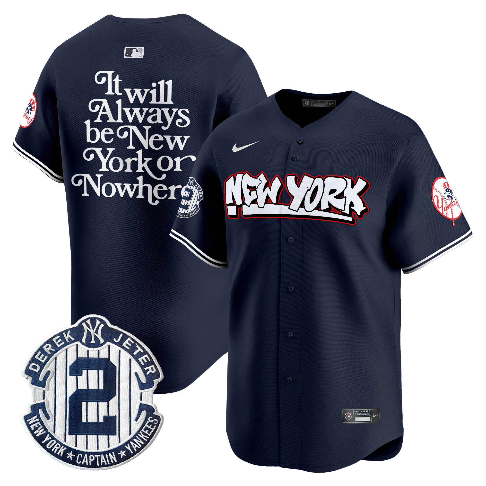 Men's NYON New York Yankees Graffiti Vapor Premier Limited Navy Jersey V2 - All Stitched