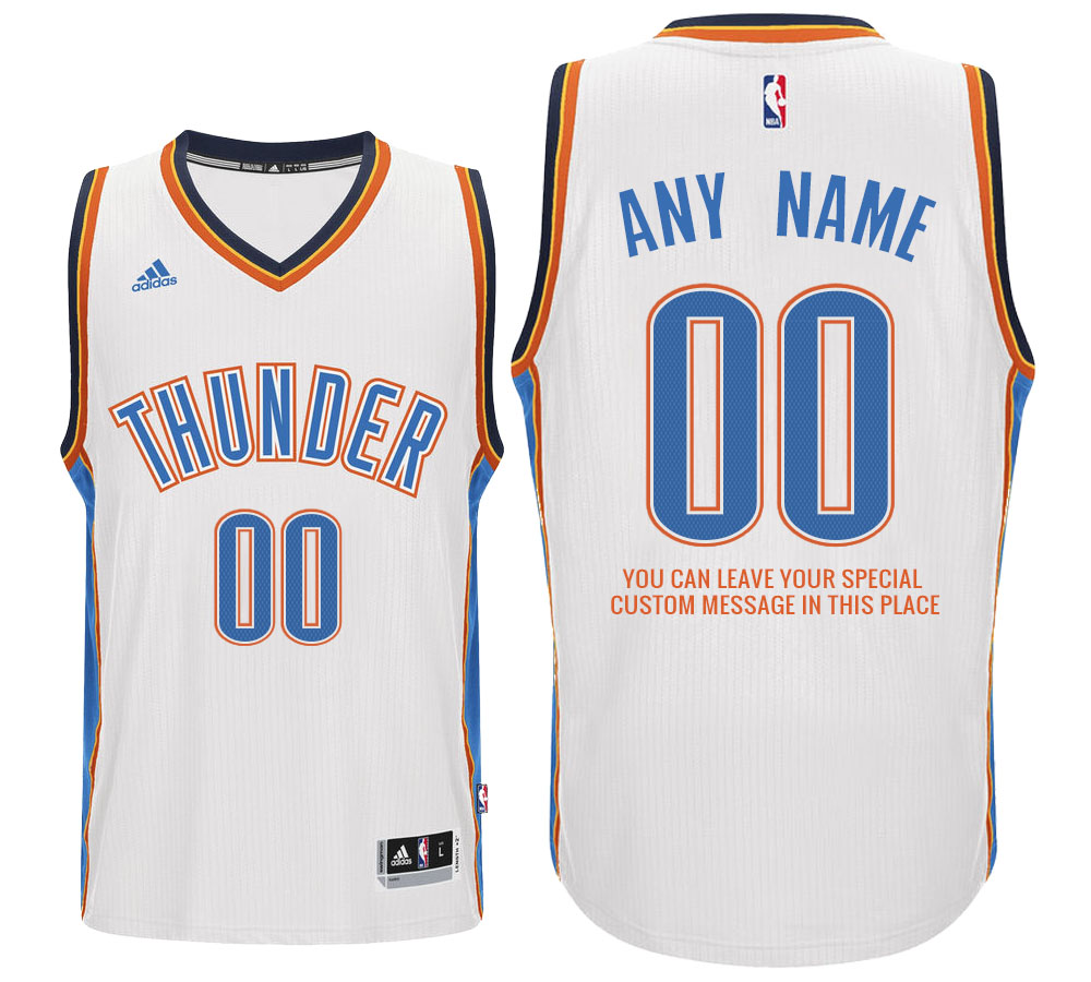 Mens Oklahoma City Thunder Home White Custom Message Jersey
