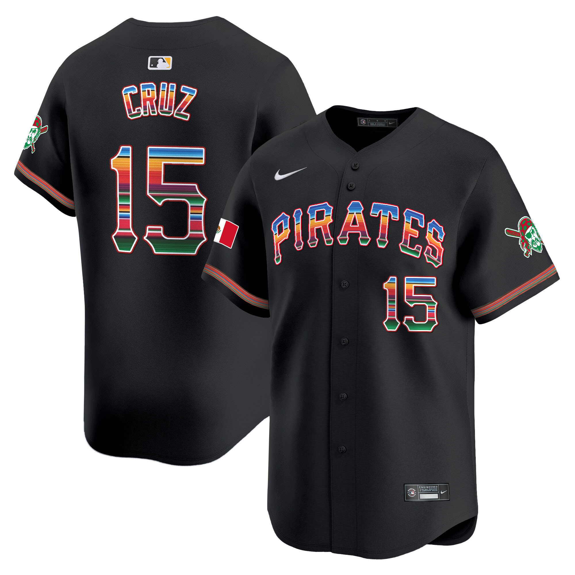 Men's Oneil Cruz Pittsburgh Pirates Mexico Vapor Premier Limited Black Jersey - All Stitched