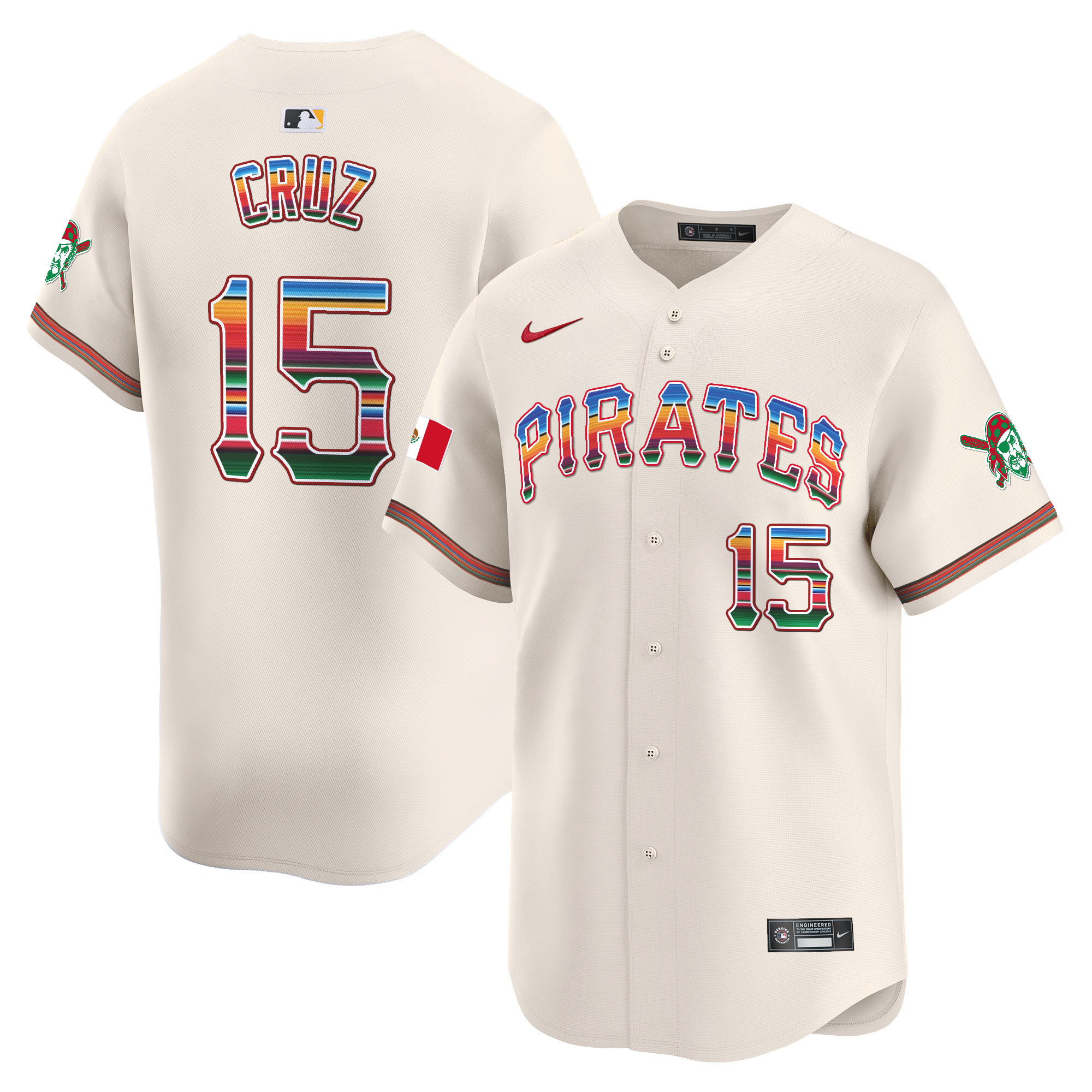 Men's Oneil Cruz Pittsburgh Pirates Mexico Vapor Premier Limited Cream Jersey - All Stitched