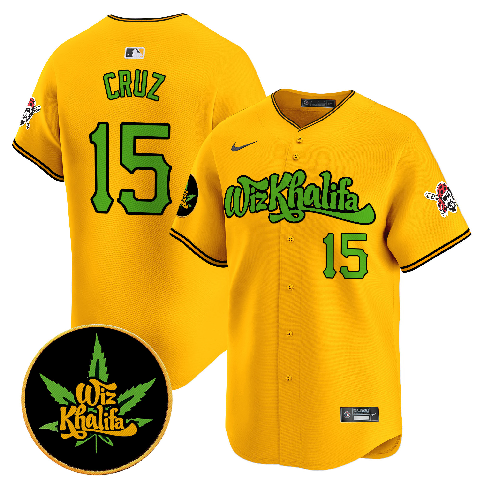Men's Oneil Cruz Pittsburgh Pirates Wiz Khalifa Vapor Premier Limited Gold Jersey - All Stitched